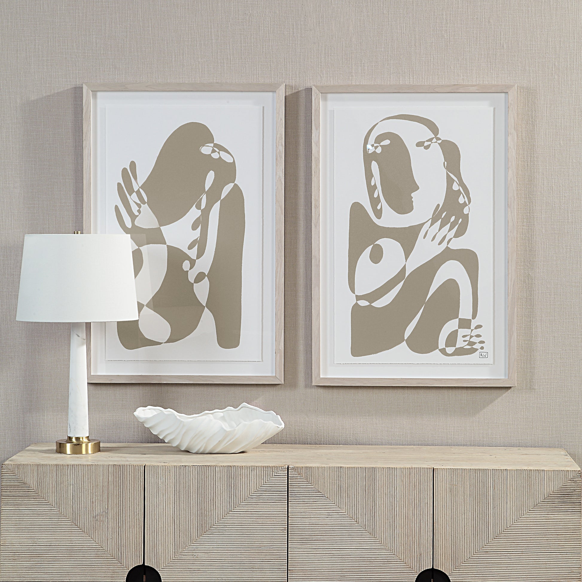 Cybel 24.1" Wide Wall Art with Wood Frame, Walnut-Canvas Art-DECOROLALA