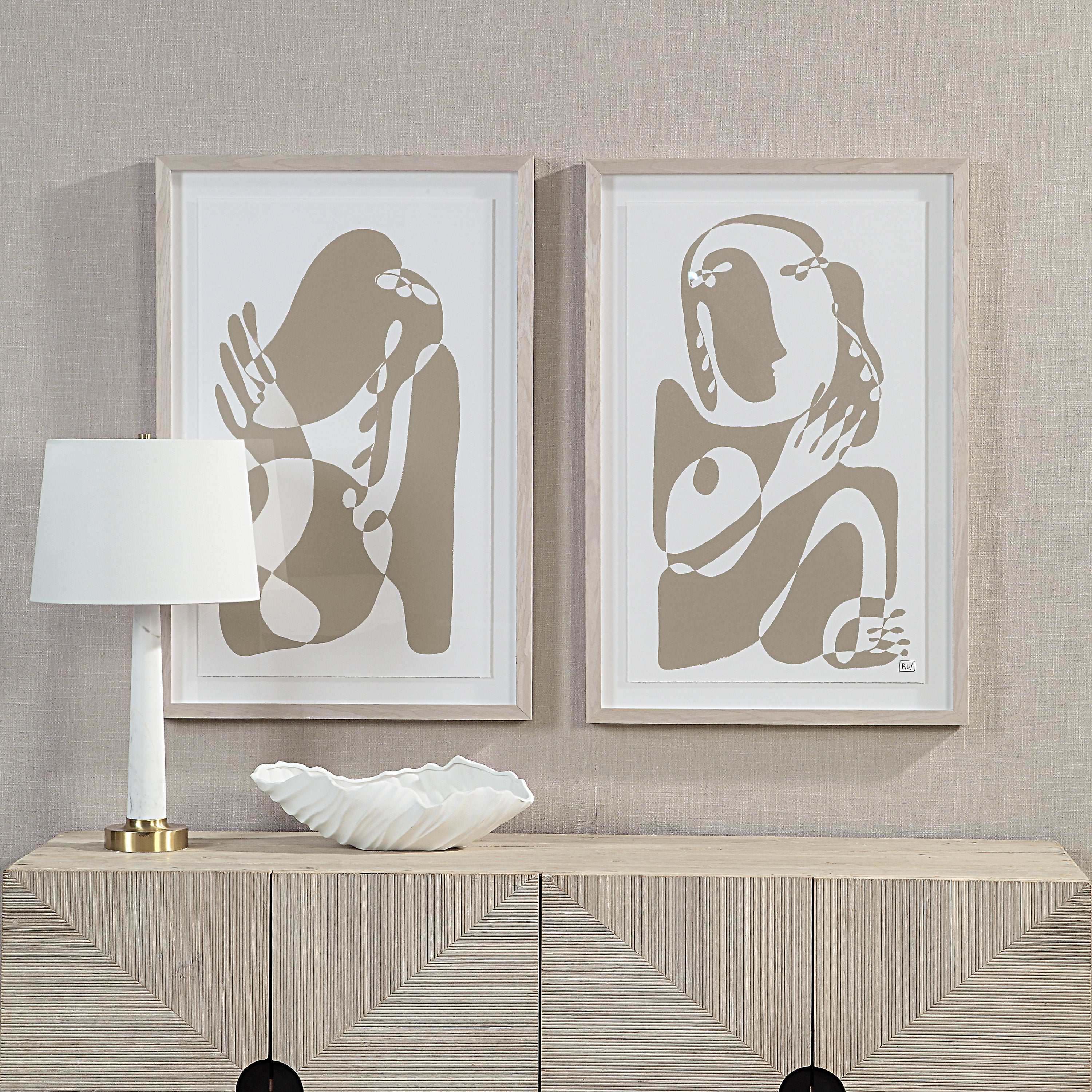 Cybel 24.1" Wide Wall Art with Wood Frame, Walnut-Canvas Art-DECOROLALA