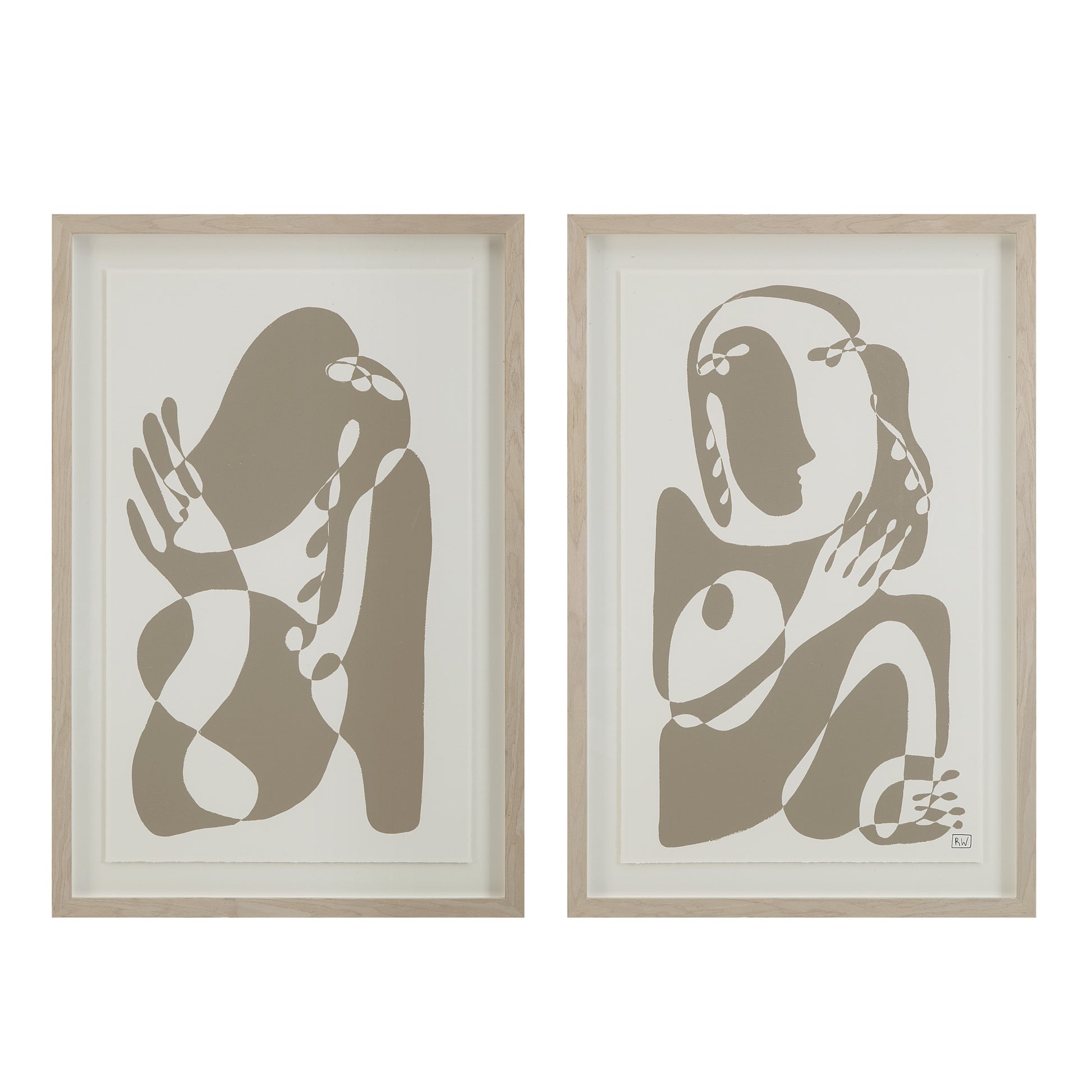 Cybel 24.1" Wide Wall Art with Wood Frame, Walnut-Canvas Art-DECOROLALA