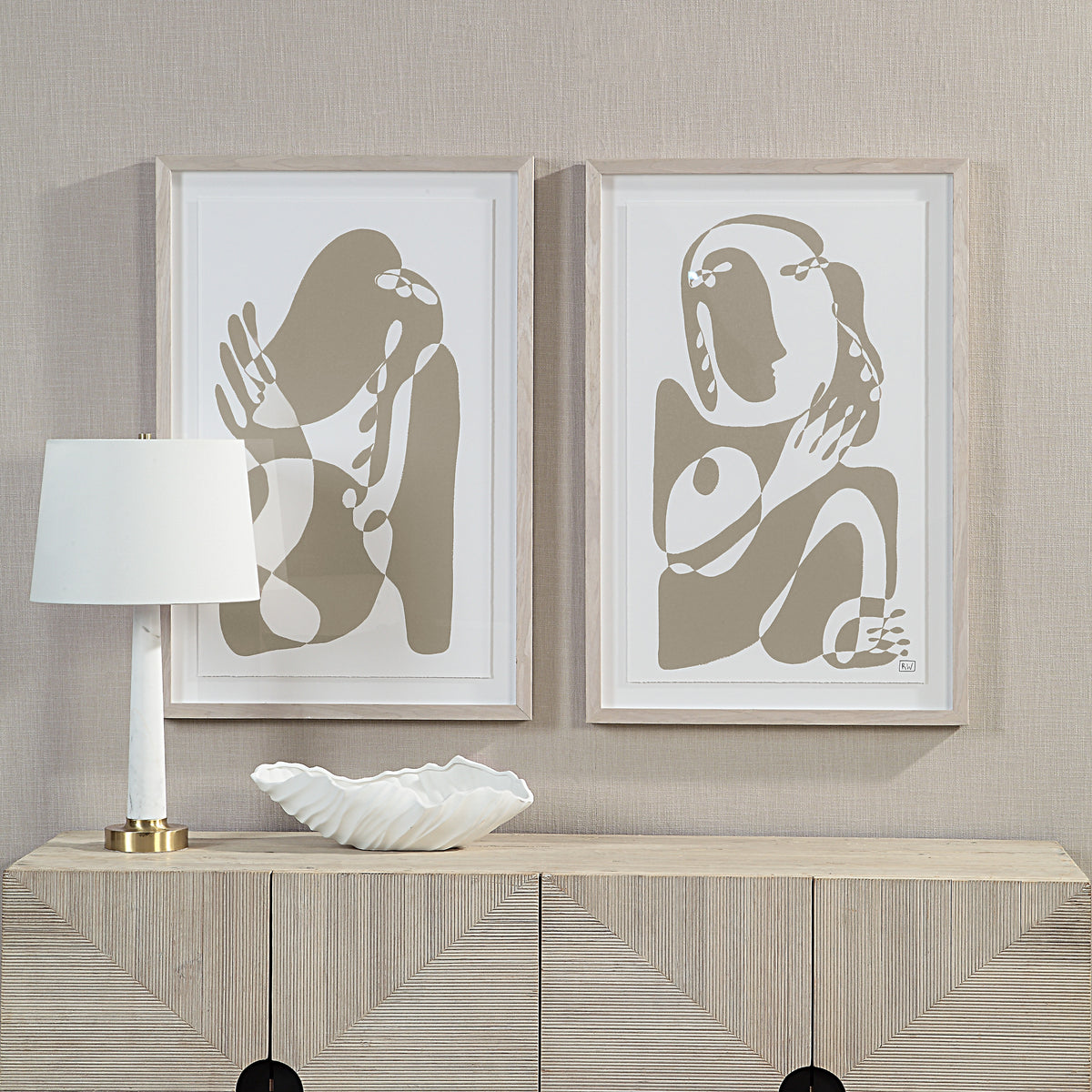 Cybel 24.1" Wide Wall Art with Wood Frame, Walnut-Canvas Prints-DECOROLALA