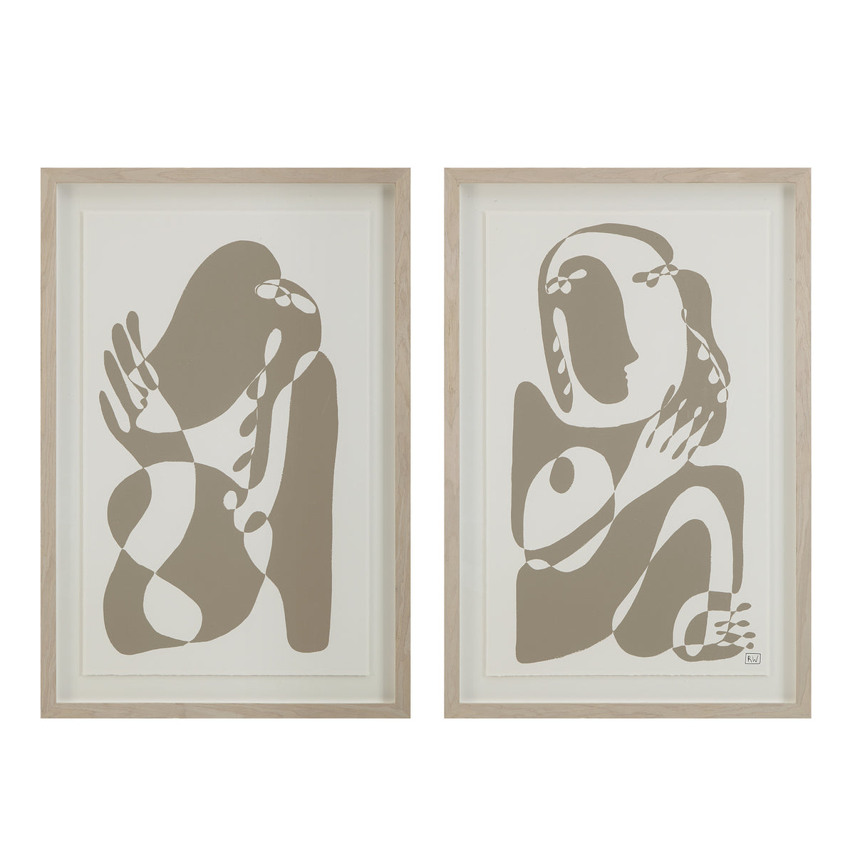 Cybel 24.1" Wide Wall Art with Wood Frame, Walnut-Canvas Prints-DECOROLALA