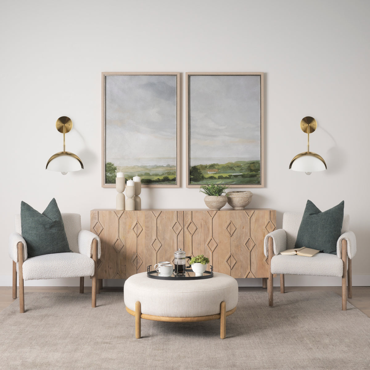 Cybill Brushed Brass Wall Sconce with White Metal Shade-Wall Sconces-DECOROLALA