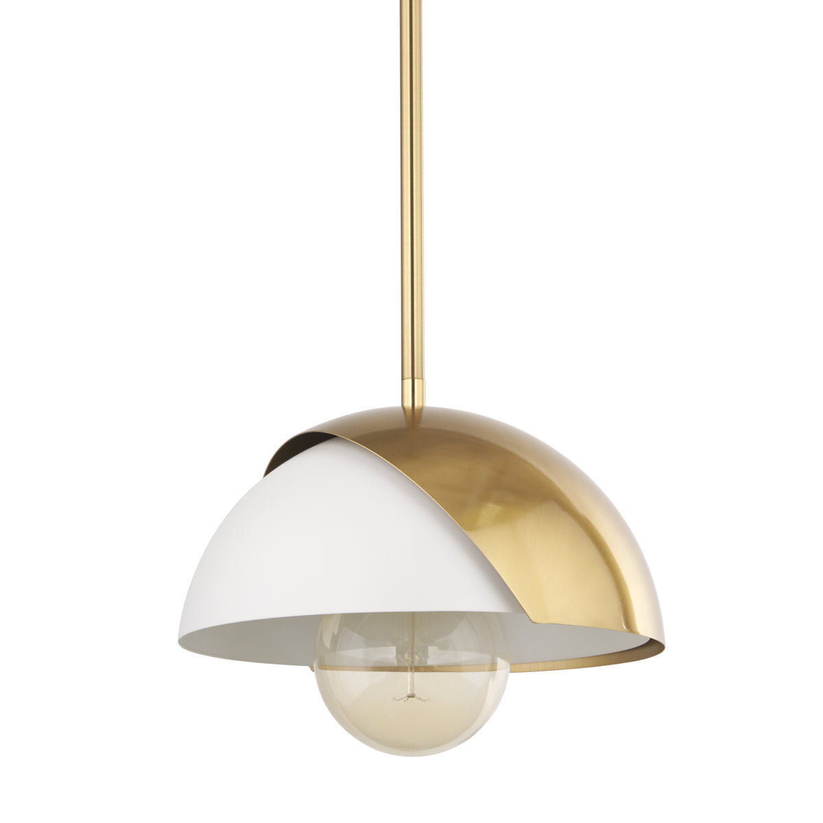 Cybill Brushed Brass w/ White Metal Shade 1-Light Wall Pendant-Pendant Lighting-DECOROLALA