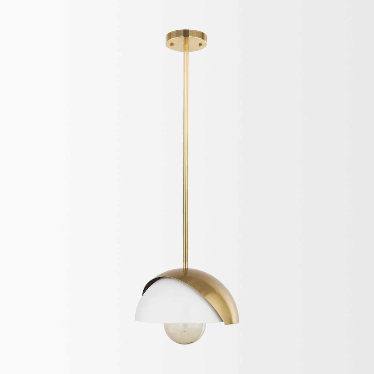 Cybill Brushed Brass w/ White Metal Shade 1-Light Wall Pendant-Pendant Lighting-DECOROLALA