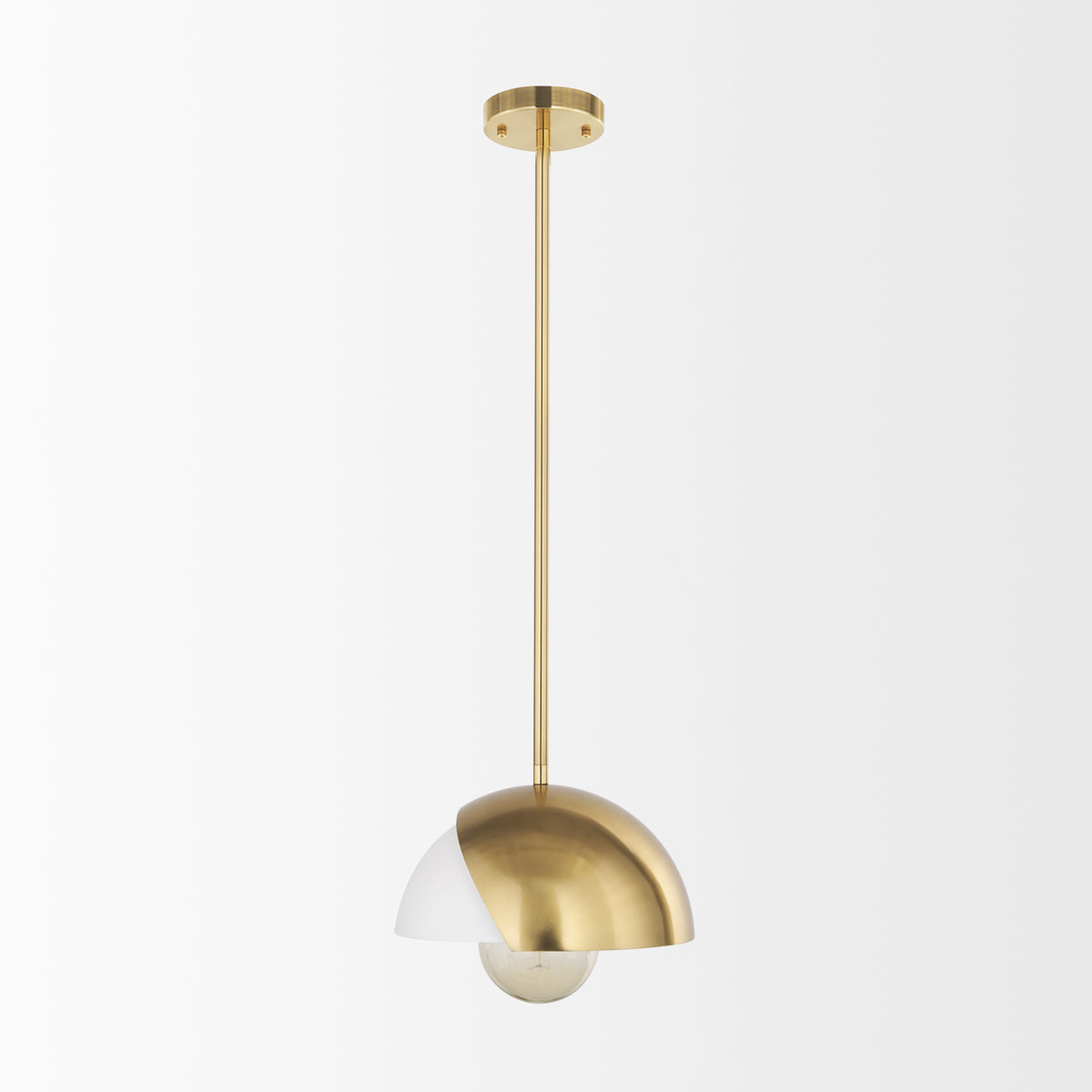 Cybill Brushed Brass w/ White Metal Shade 1-Light Wall Pendant-Pendant Lighting-DECOROLALA