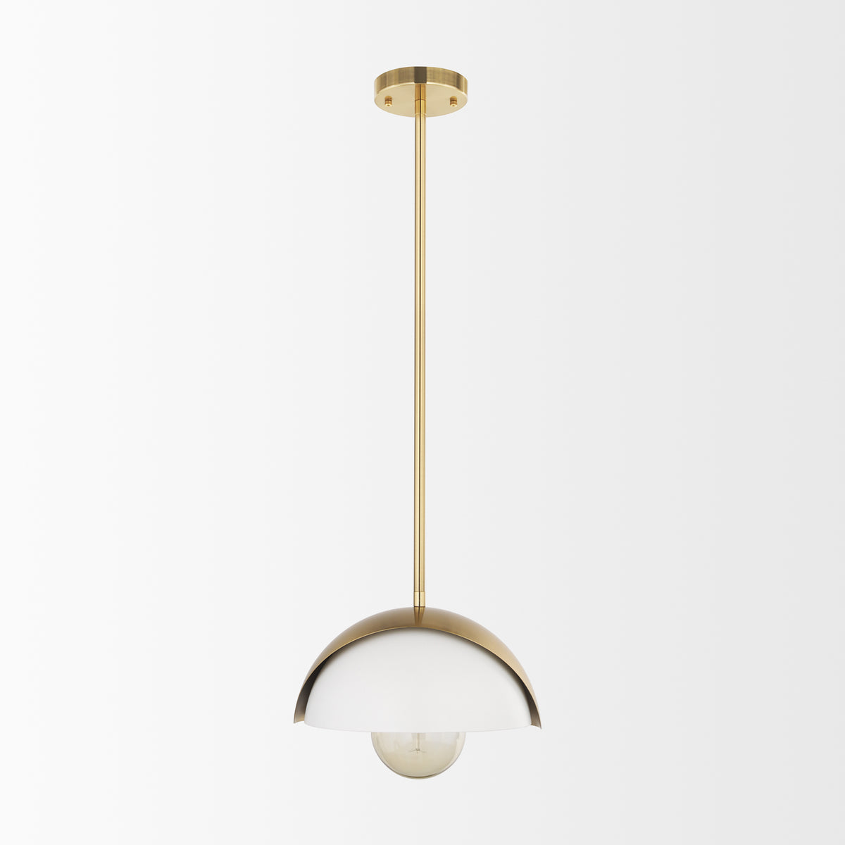 Cybill Brushed Brass w/ White Metal Shade 1-Light Wall Pendant-Pendant Lighting-DECOROLALA