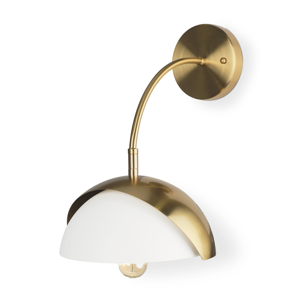 Cybill Brushed Brass w/ White Metal Shade 1-Light Wall Sconce-Wall Sconces-DECOROLALA