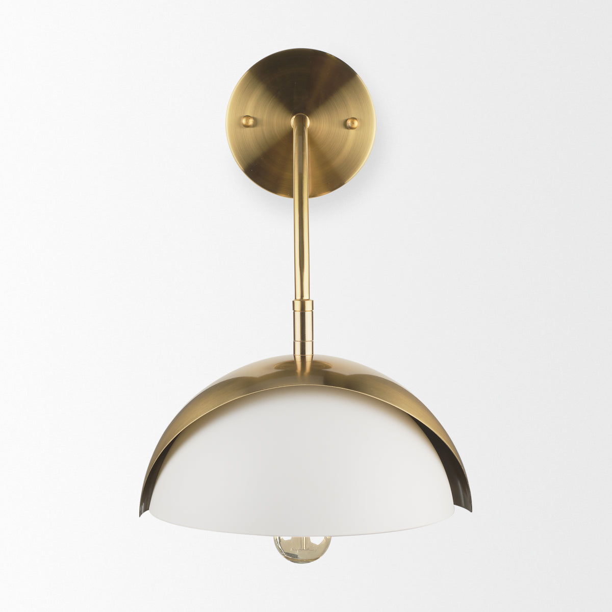 Cybill Brushed Brass w/ White Metal Shade 1-Light Wall Sconce-Wall Sconces-DECOROLALA