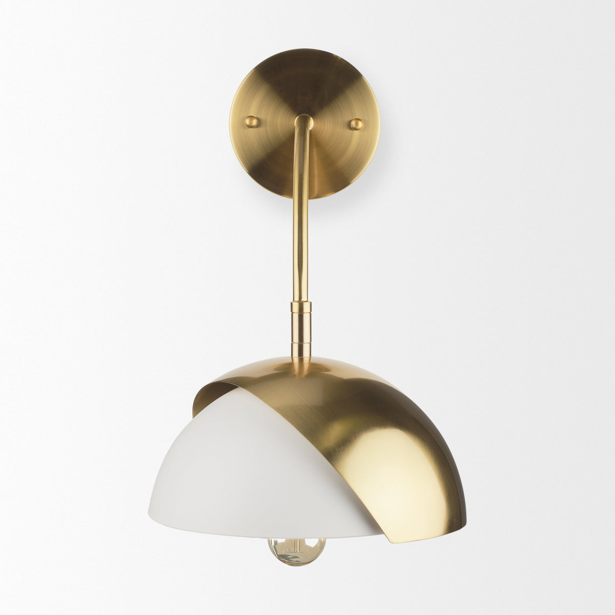 Cybill Brushed Brass w/ White Metal Shade 1-Light Wall Sconce-Wall Sconces-DECOROLALA