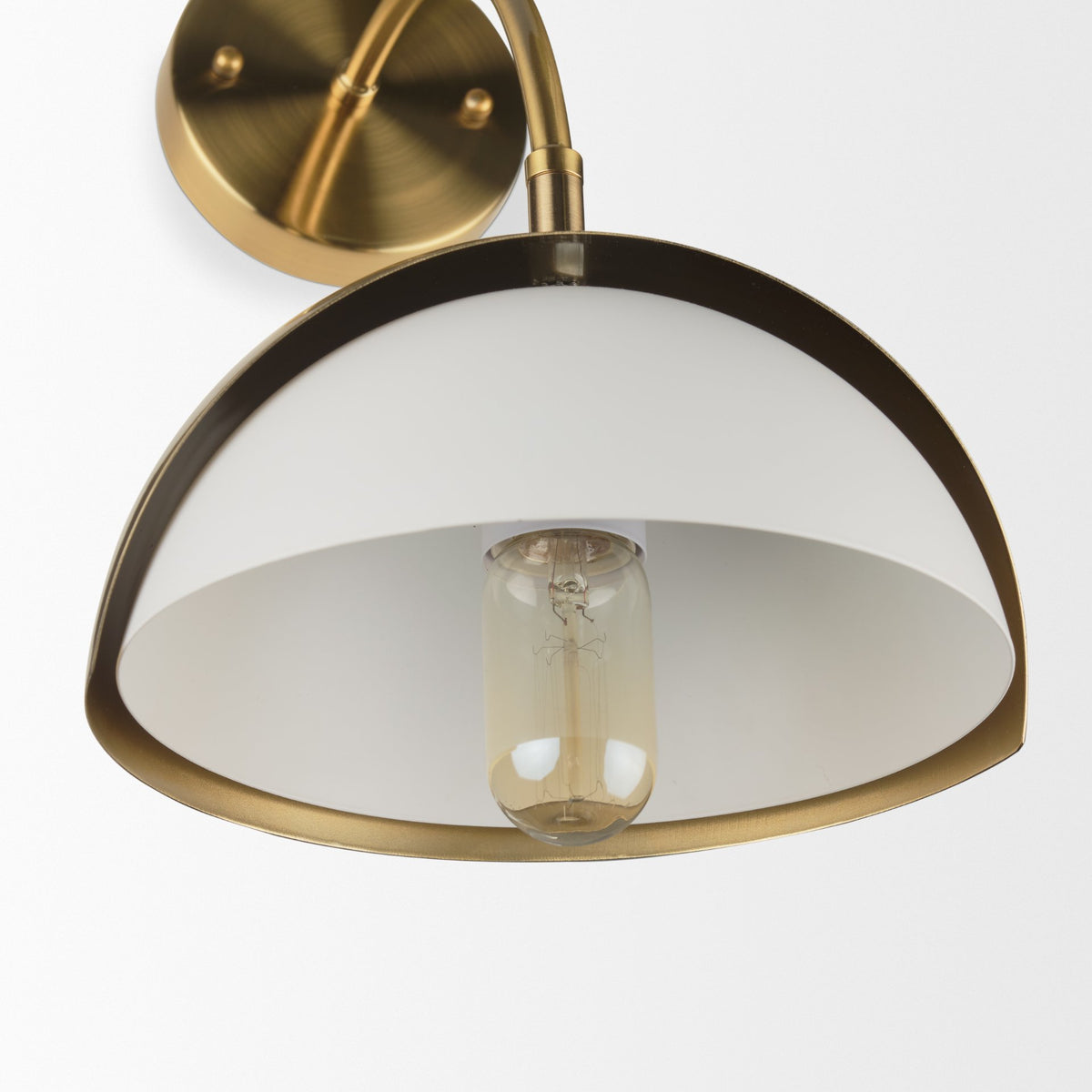 Cybill Brushed Brass w/ White Metal Shade 1-Light Wall Sconce-Wall Sconces-DECOROLALA