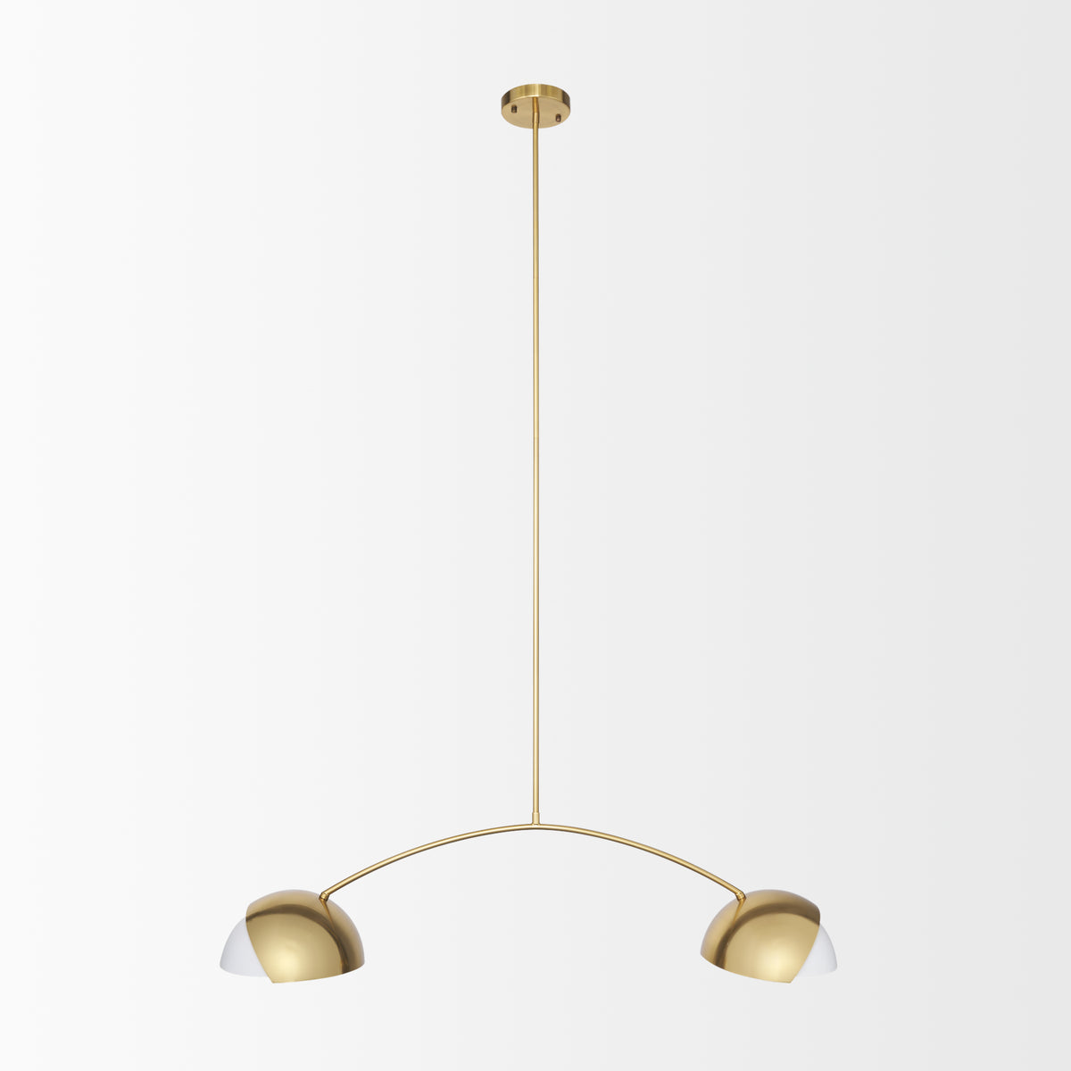 Cybill Brushed Brass w/ White Metal Shades 2-Light Chandelier-Chandeliers-DECOROLALA