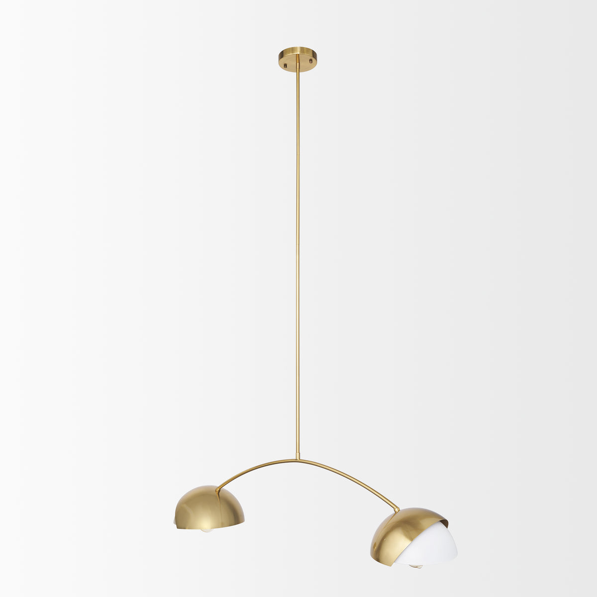 Cybill Brushed Brass w/ White Metal Shades 2-Light Chandelier-Chandeliers-DECOROLALA