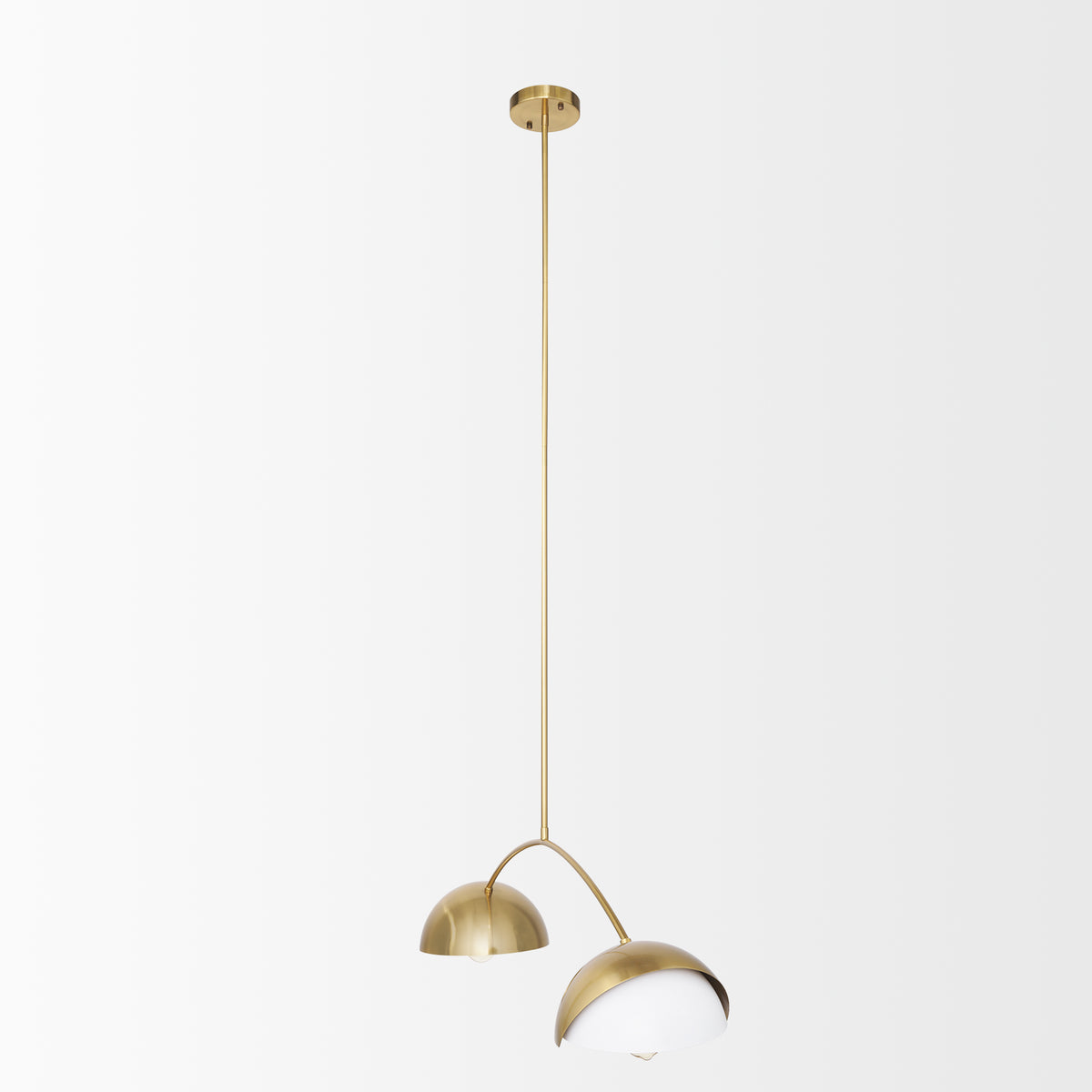 Cybill Brushed Brass w/ White Metal Shades 2-Light Chandelier-Chandeliers-DECOROLALA