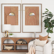 Cybill Brushed Brass w/ White Metal Shades 2-Light Chandelier-Chandeliers-DECOROLALA