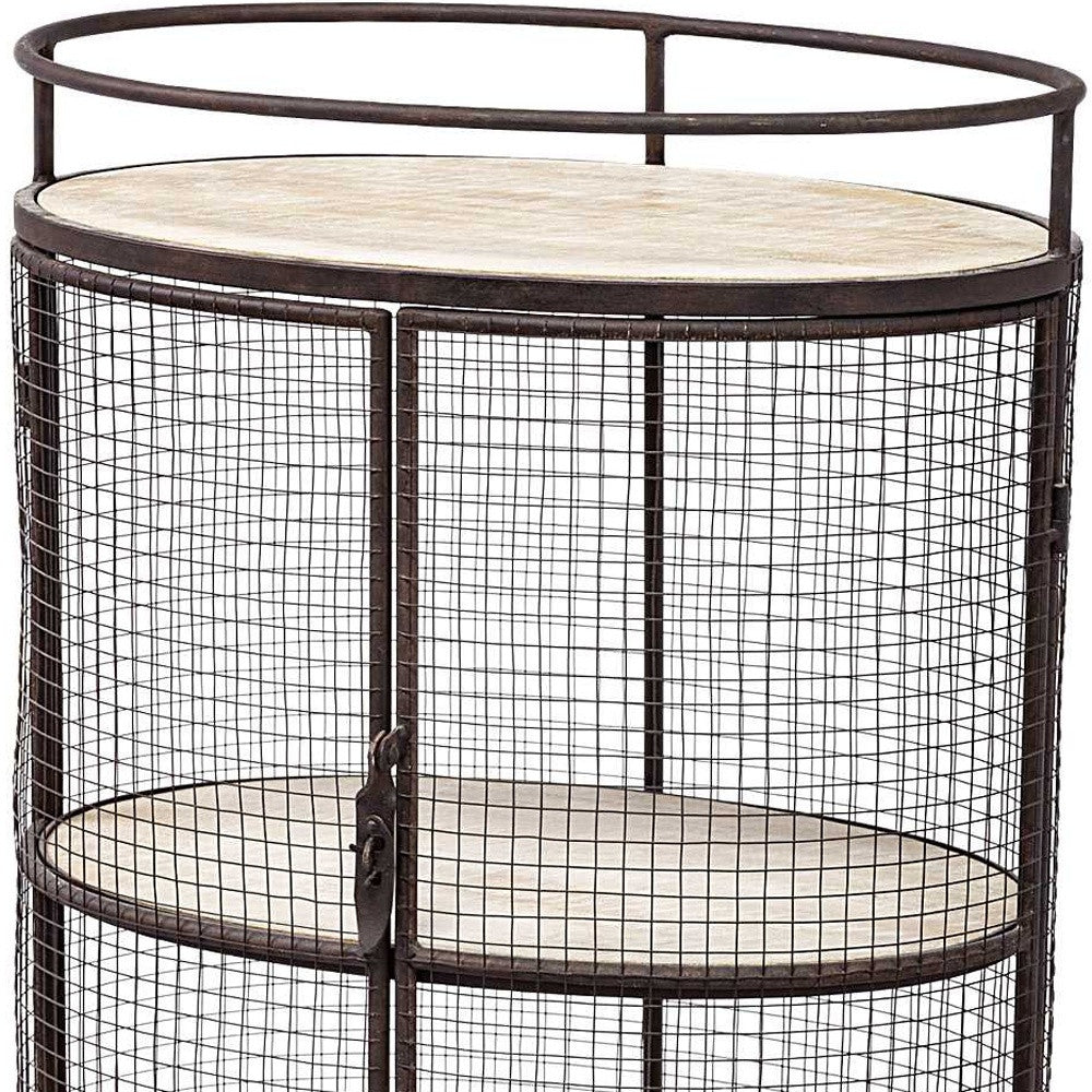 Cylindrical Matte Black Metal Bar Cart-Kitchen Carts-Islands-DECOROLALA