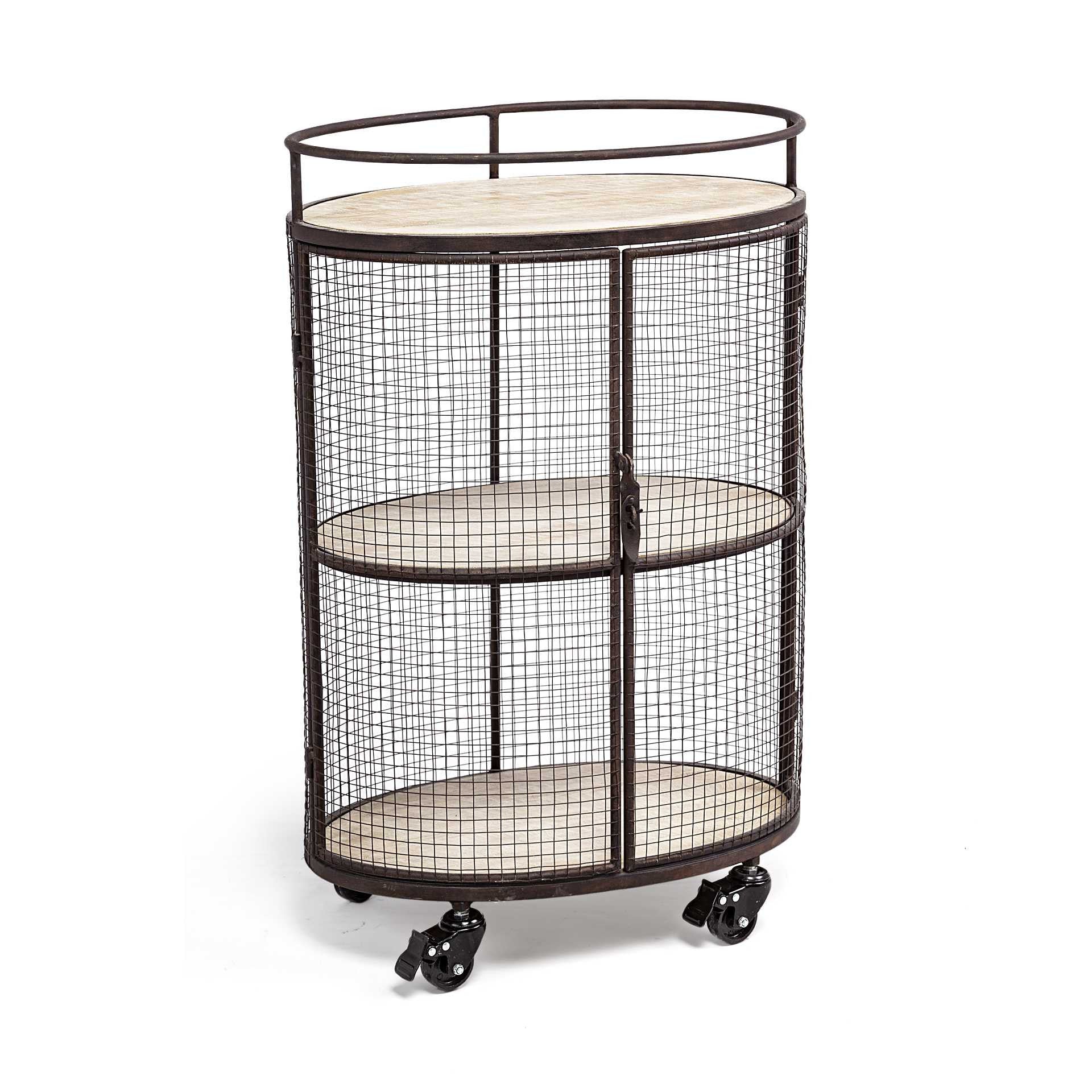 Cylindrical Matte Black Metal Bar Cart-Kitchen Carts-Islands-DECOROLALA