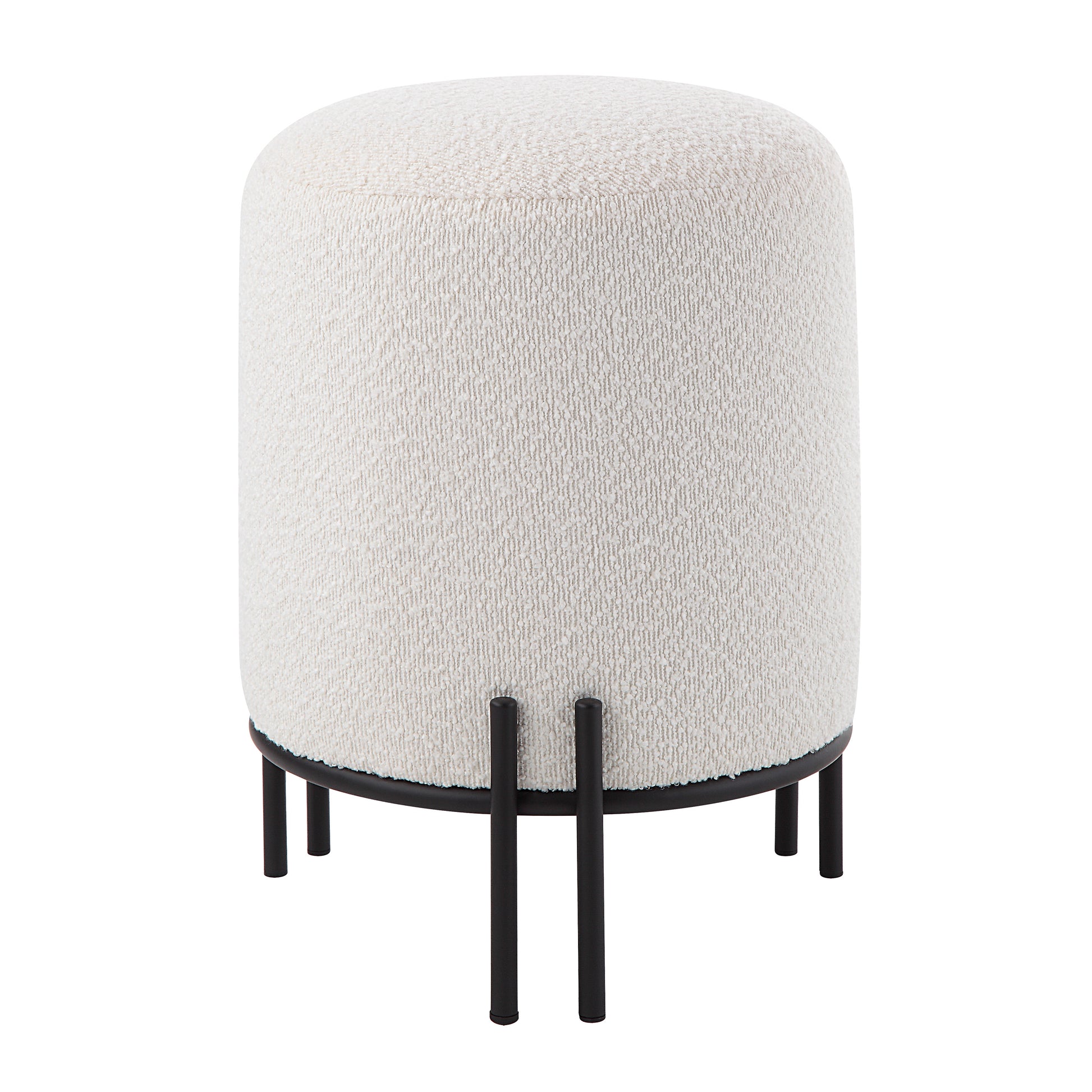 Cynthia Indoor Boucle Ottoman, Off-White-Ottoman-DECOROLALA