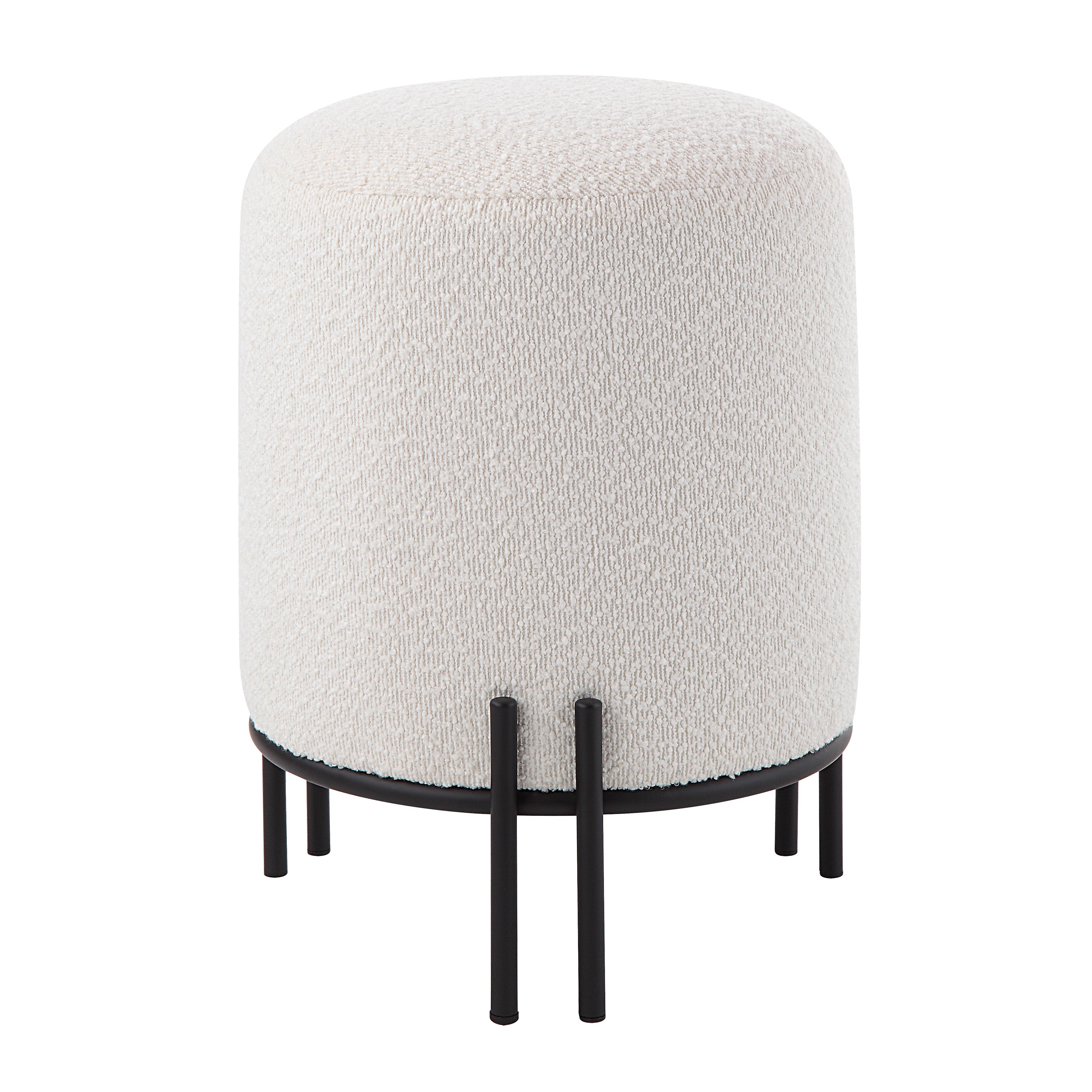 Cynthia Indoor Boucle Ottoman, Off-White-Ottoman-DECOROLALA