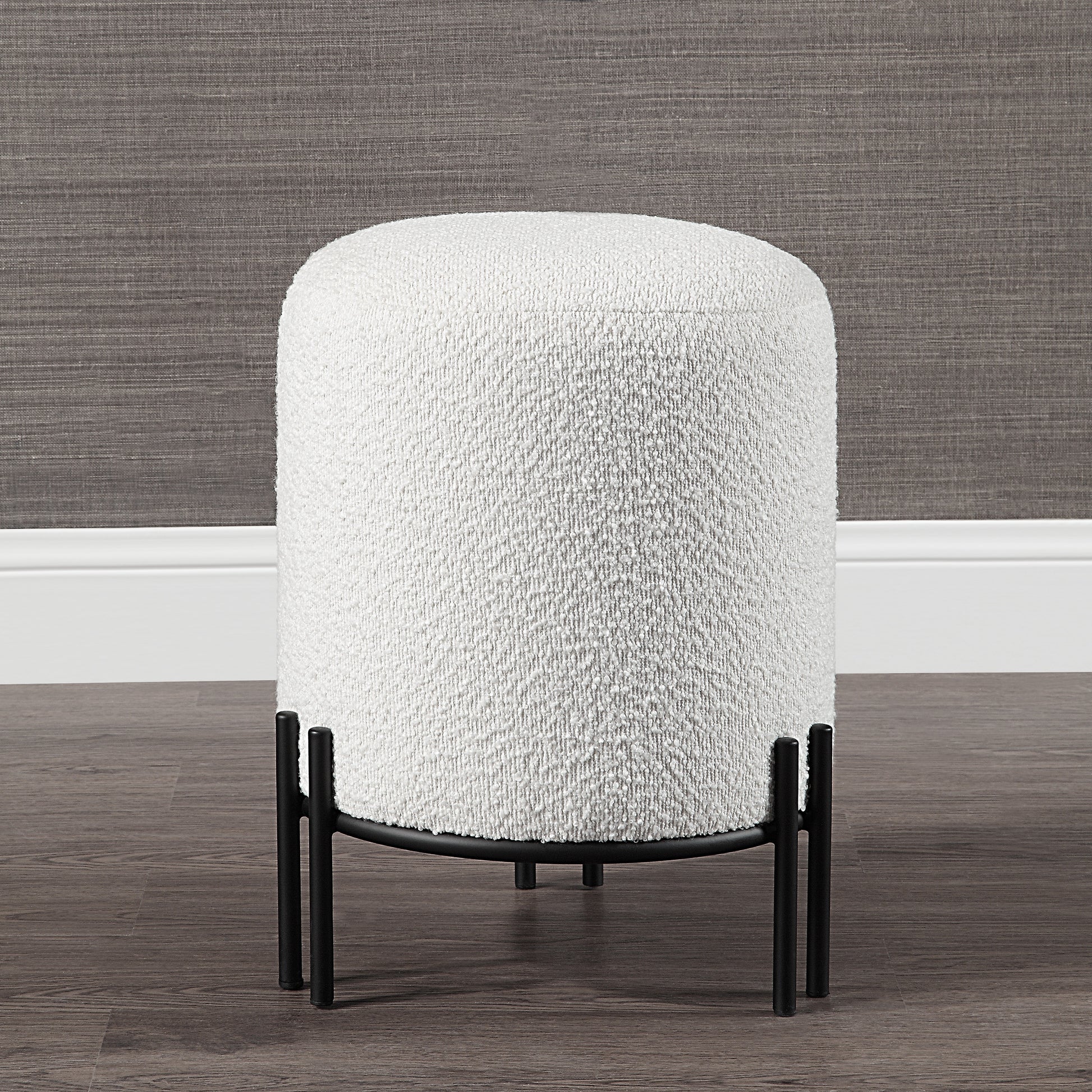 Cynthia Indoor Boucle Ottoman, Off-White-Ottoman-DECOROLALA
