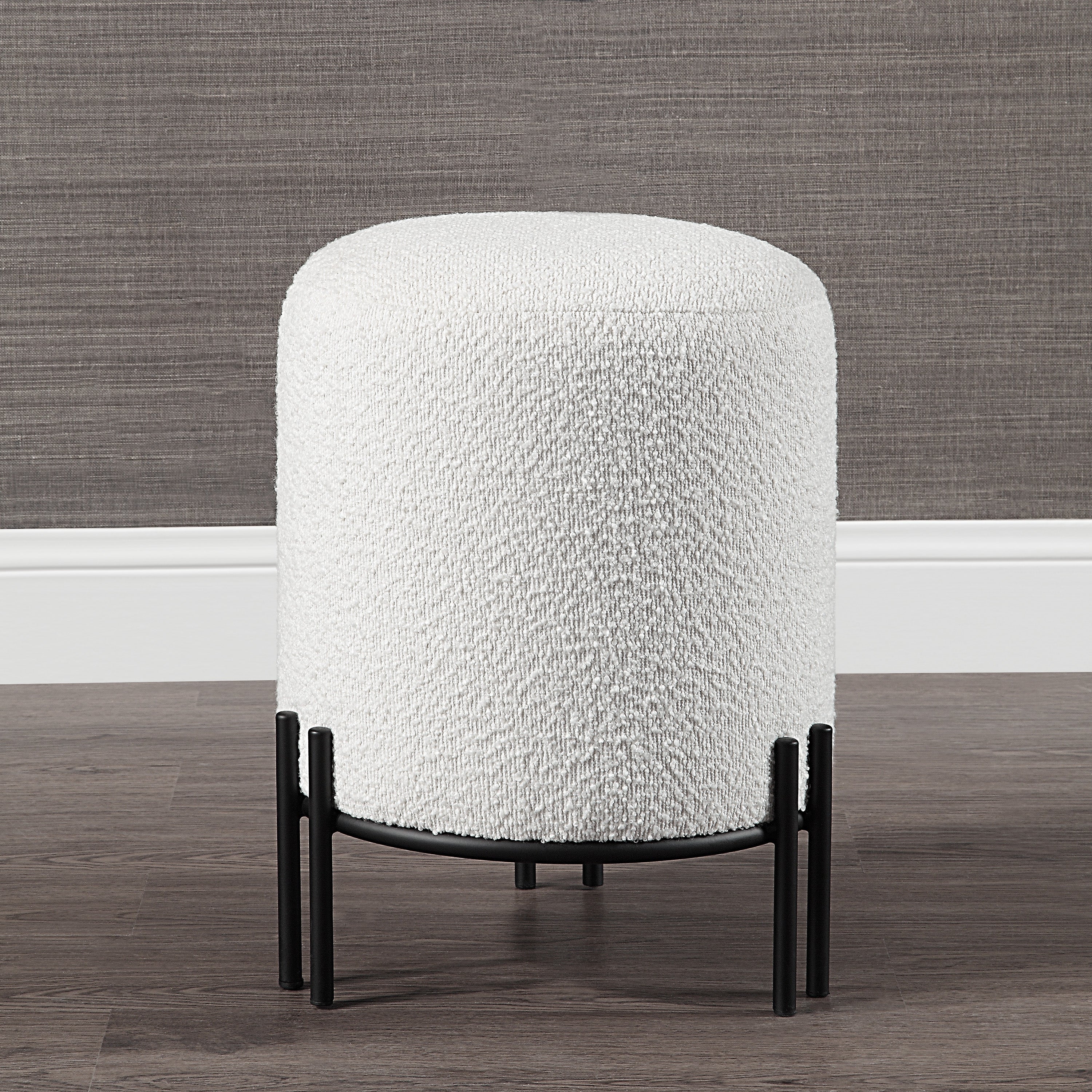 Cynthia Indoor Boucle Ottoman, Off-White-Ottoman-DECOROLALA