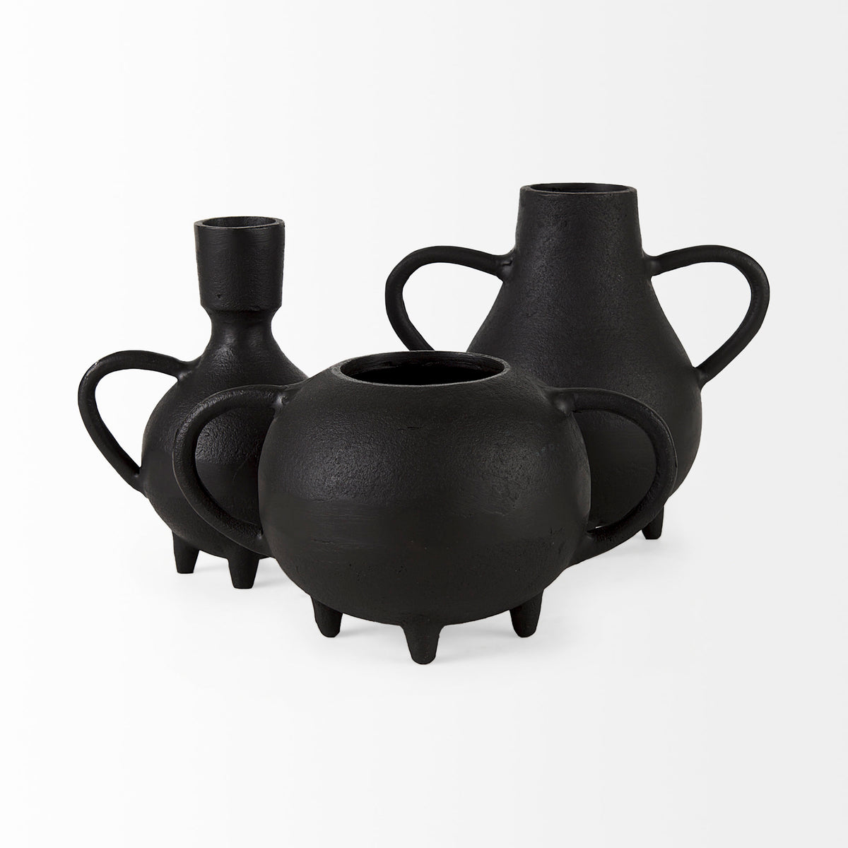 Cyrus Black Spherical Vase Decorative Object-Objects-DECOROLALA