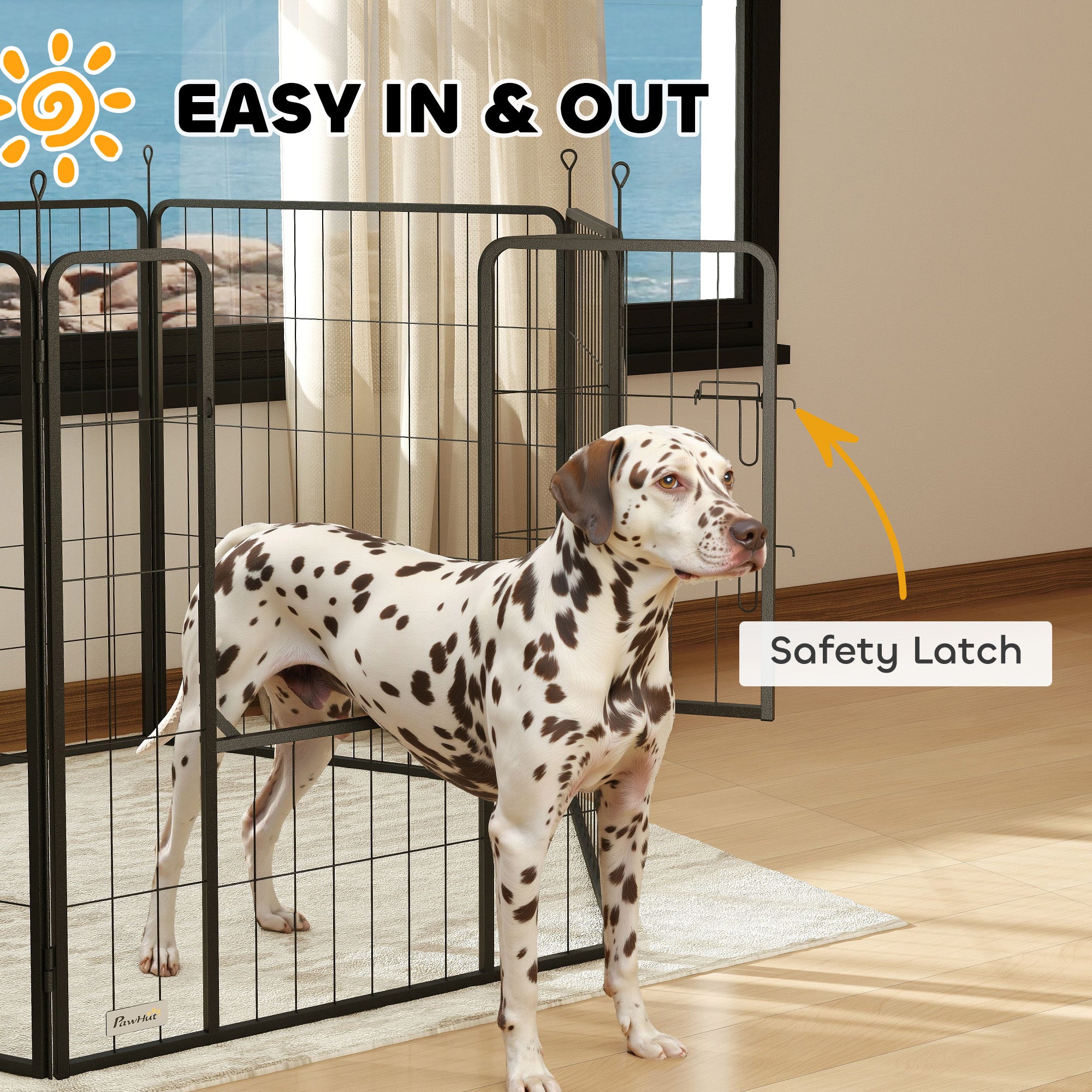 Heavy Duty Dog Playpen with Latch Door 2 Shape Indoor Playpen Dog for Large Dogs, 6 Panels, 39"H