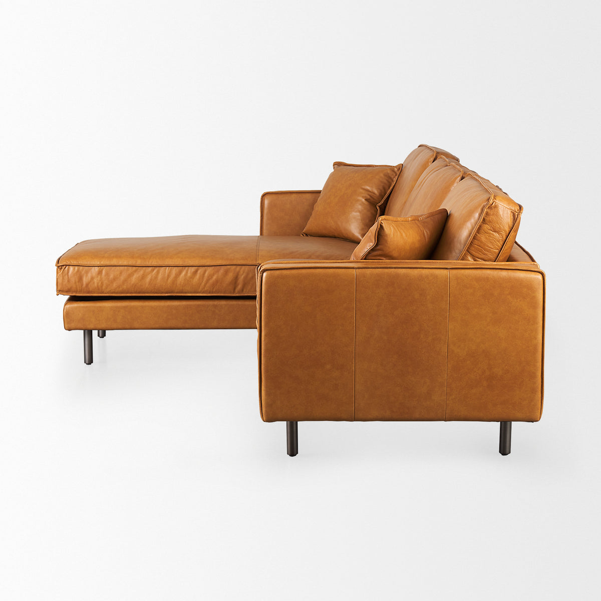 D'Arcy 111"L x 70"D x 33"H Tan Leather Left Chaise Sectional-Sofa & Sectionals-DECOROLALA