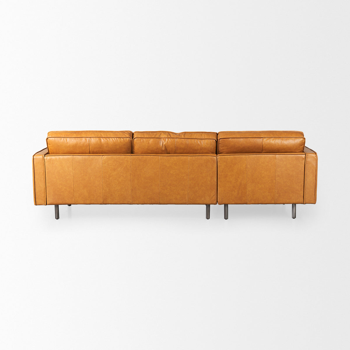 D'Arcy 111"L x 70"D x 33"H Tan Leather Left Chaise Sectional-Sofa & Sectionals-DECOROLALA