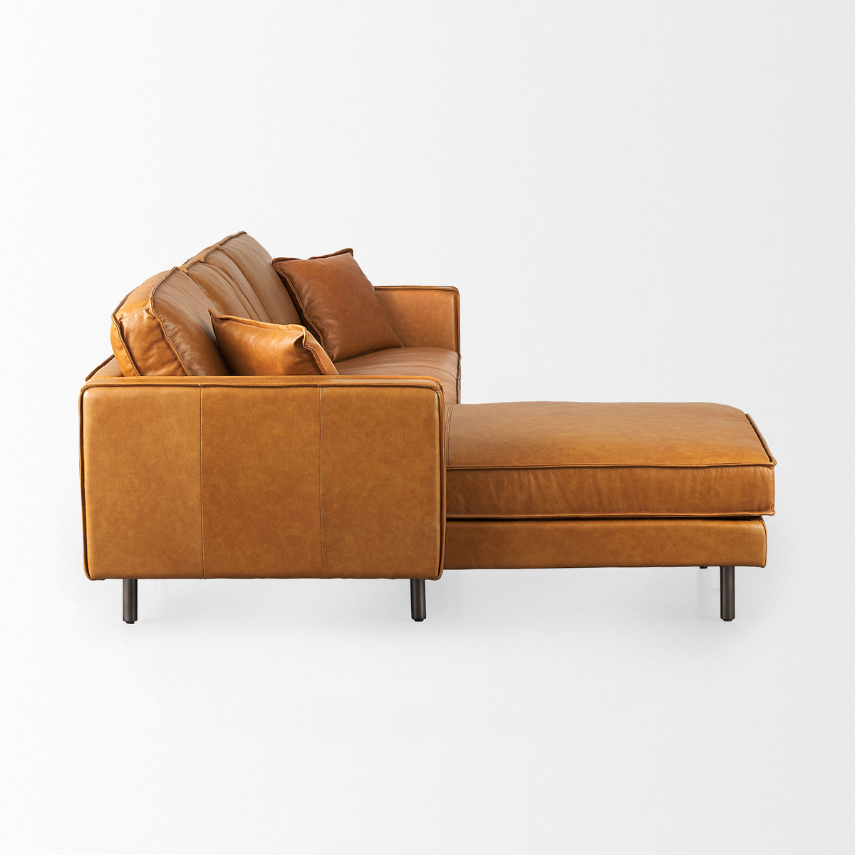 D'Arcy 111"L x 70"D x 33"H Tan Leather Left Chaise Sectional-Sofa & Sectionals-DECOROLALA