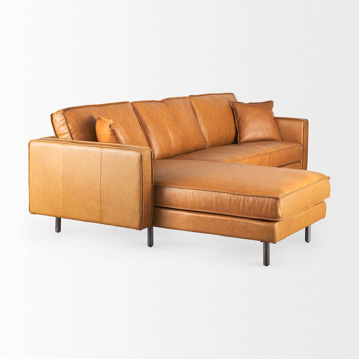 D'Arcy 111"L x 70"D x 33"H Tan Leather Left Chaise Sectional-Sofa & Sectionals-DECOROLALA