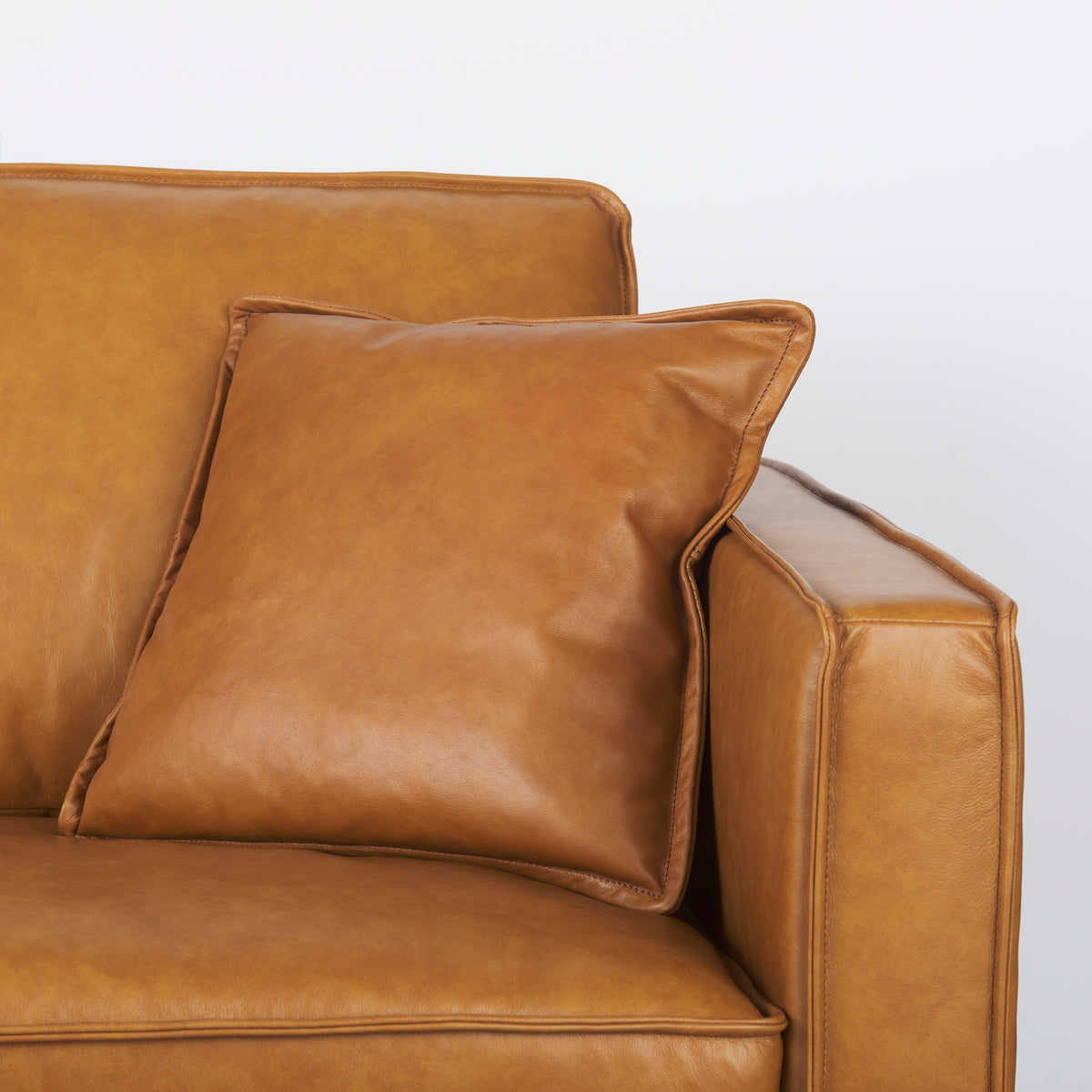 D'Arcy 111"L x 70"D x 33"H Tan Leather Left Chaise Sectional-Sofa & Sectionals-DECOROLALA