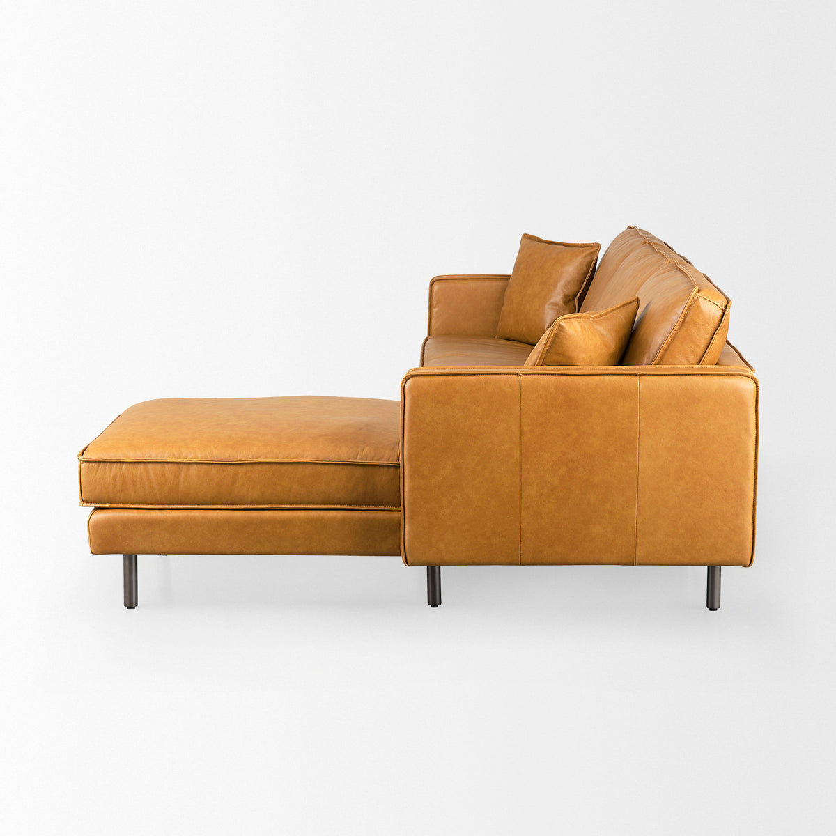 D'Arcy 111"L x 70"D x 33"H Tan Leather Right Chaise Sectional-Sofa & Sectionals-DECOROLALA
