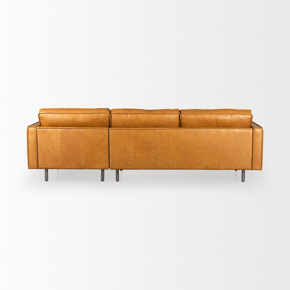 D'Arcy 111"L x 70"D x 33"H Tan Leather Right Chaise Sectional-Sofa & Sectionals-DECOROLALA