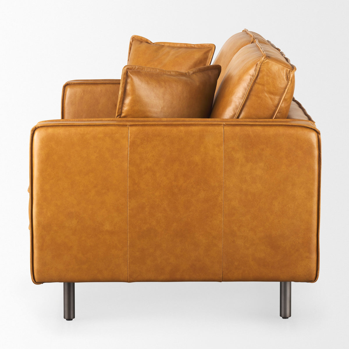 D'Arcy 65.0L x 37.0W x 34.0H Tan Leather Love Seat-Sofa & Sectionals-DECOROLALA