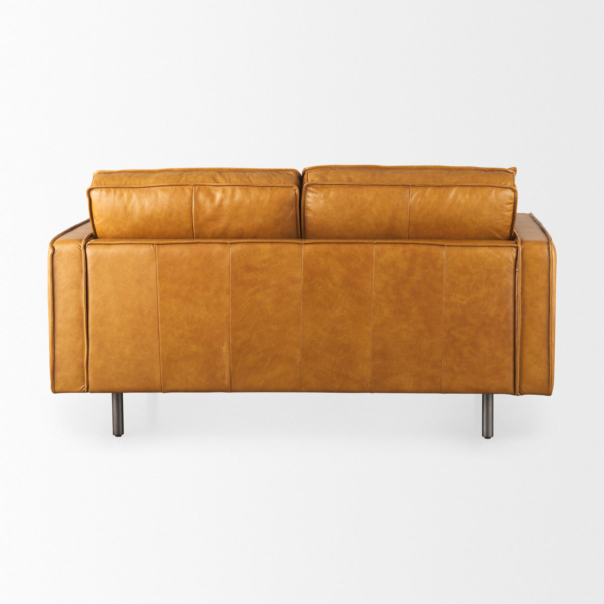 D'Arcy 65.0L x 37.0W x 34.0H Tan Leather Love Seat-Sofa & Sectionals-DECOROLALA