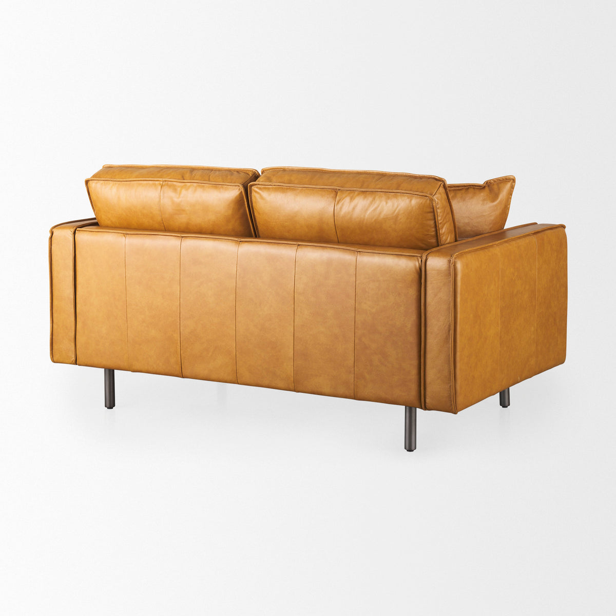 D'Arcy 65.0L x 37.0W x 34.0H Tan Leather Love Seat-Sofa & Sectionals-DECOROLALA