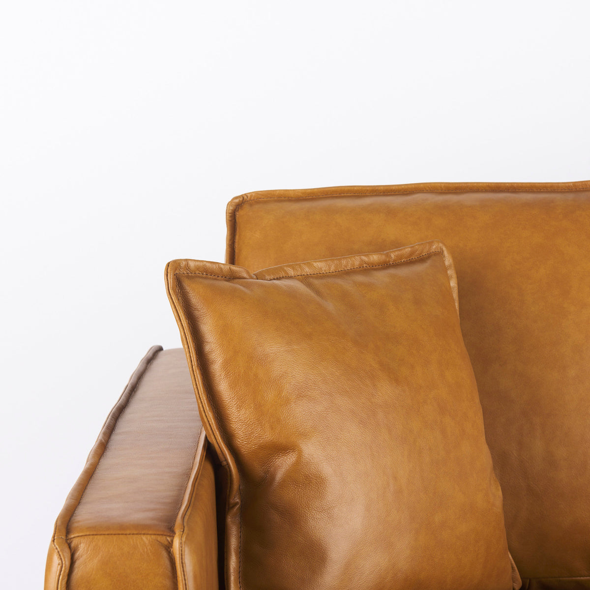 D'Arcy 65.0L x 37.0W x 34.0H Tan Leather Love Seat-Sofa & Sectionals-DECOROLALA