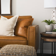 D'Arcy 65.0L x 37.0W x 34.0H Tan Leather Love Seat-Sofa & Sectionals-DECOROLALA