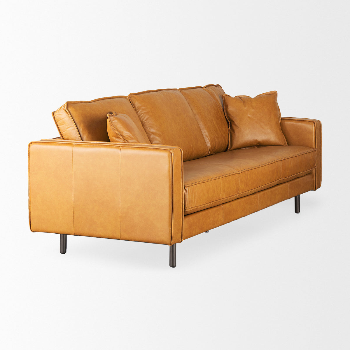 D'Arcy 88.0L x 37.0W x 34.0H Tan Leather Sofa-Sofa & Sectionals-DECOROLALA