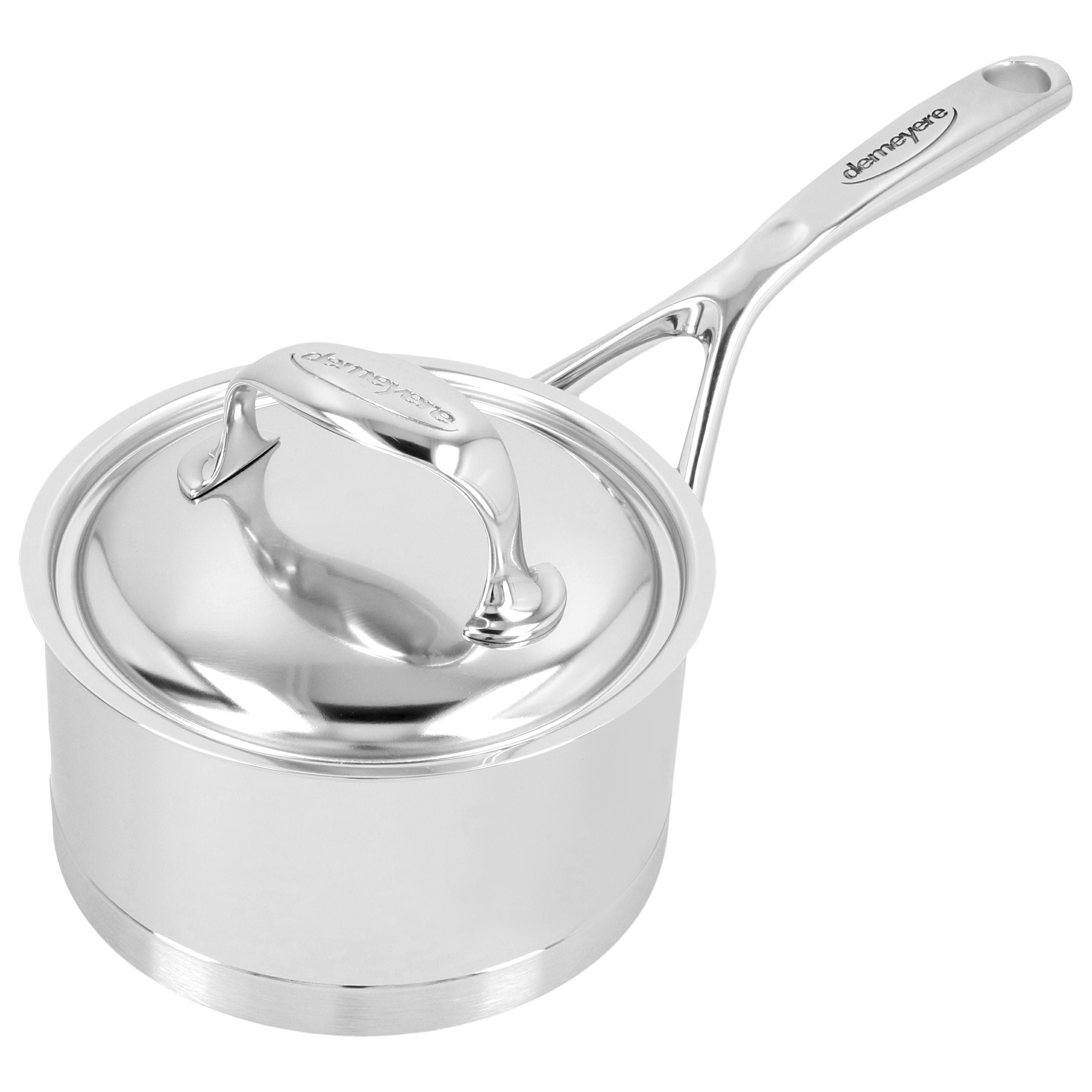 DEMEYERE Atlantis 7 1 L 18/10 Stainless Steel Round Sauce Pan With Lid, Silver-Saucepan-DECOROLALA