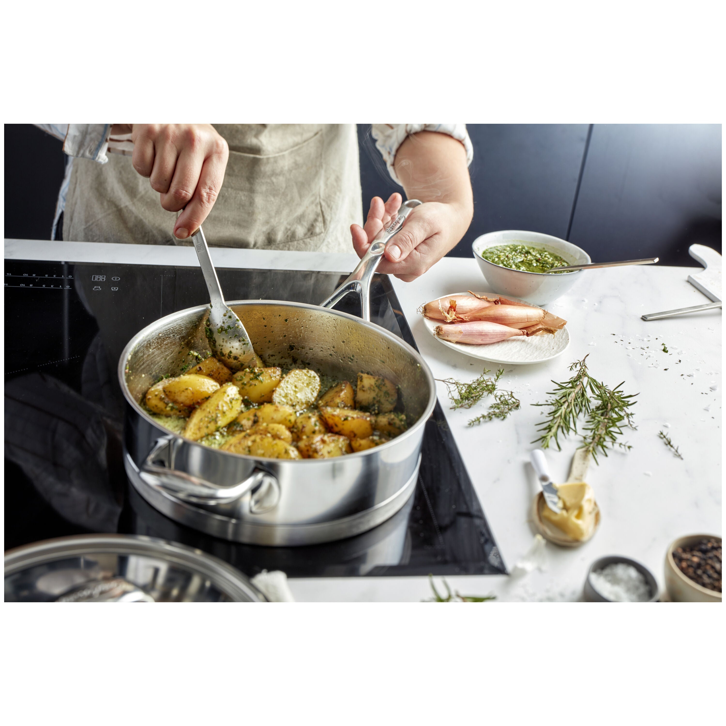 DEMEYERE Atlantis 7 28cm Saute Pan with Lid-Saucepan-DECOROLALA