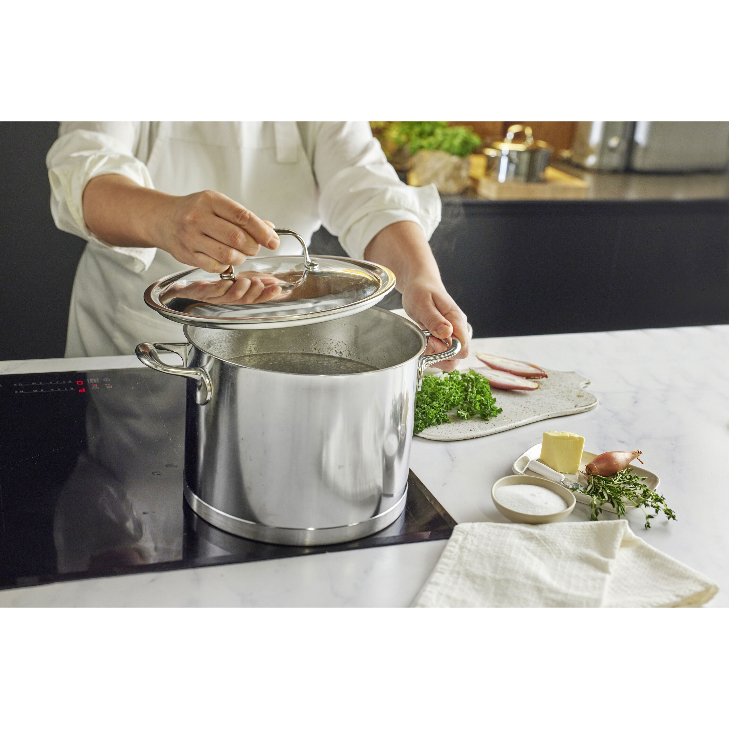 DEMEYERE Atlantis 7 8L Stock Pot With Lid - Stainless Steel-Stock Pot-DECOROLALA