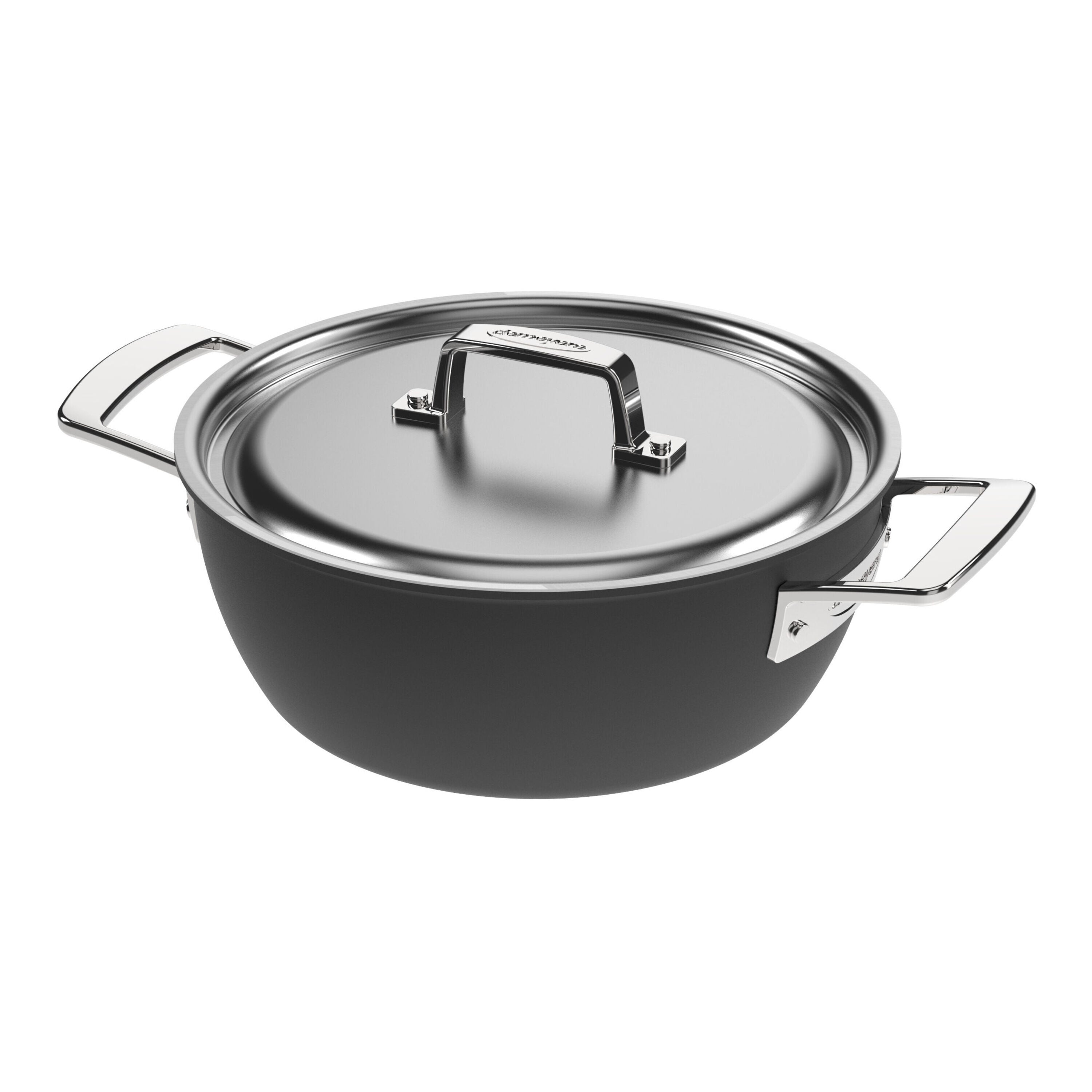 DEMEYERE Black 5 3.25 L 18/10 Stainless Steel Round Saucier And Sauteuse, Silver-Black-Saucepan-DECOROLALA