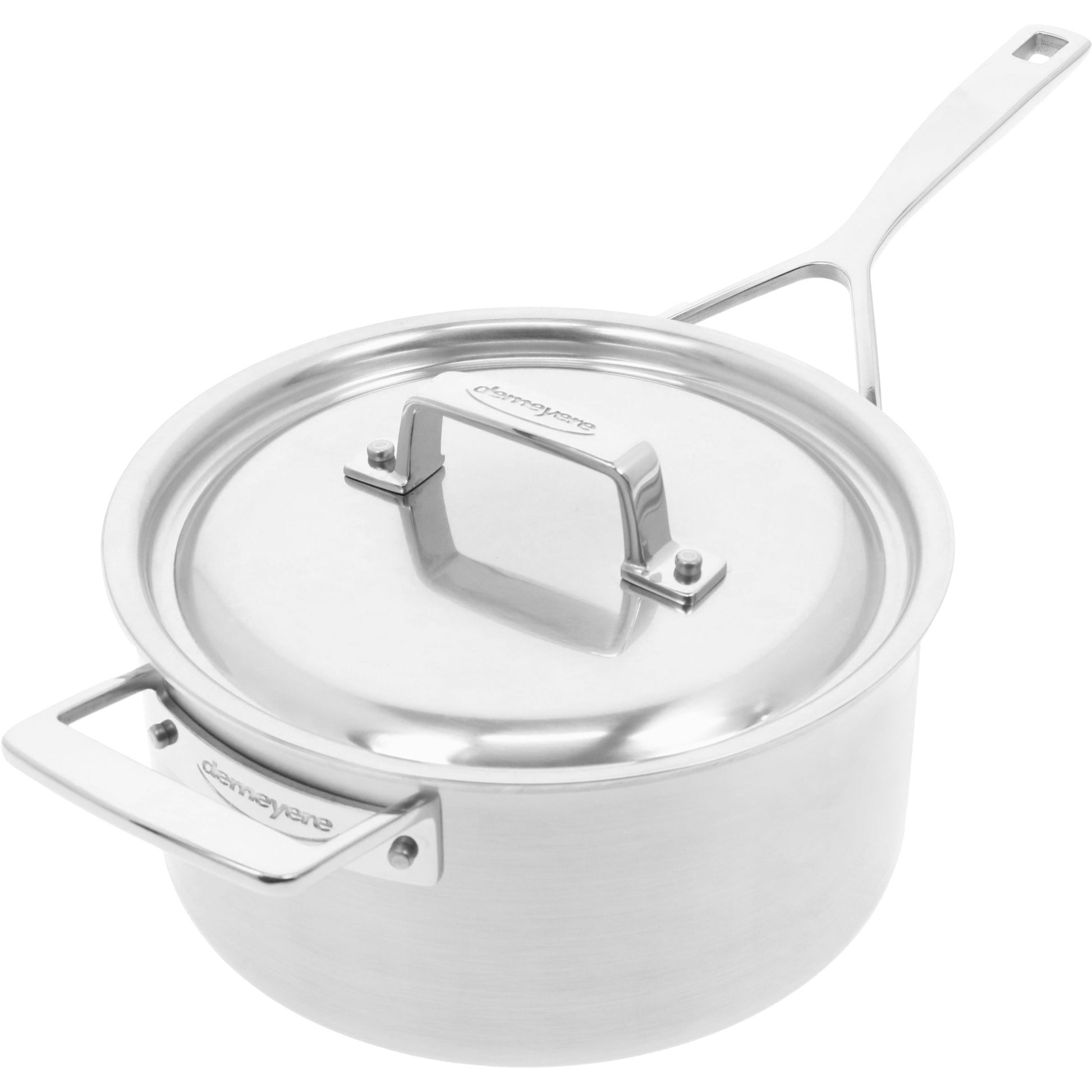 DEMEYERE Essential 5 3.8 L 18/10 Stainless Steel Round Sauce Pan With Lid 4Qt, Silver-Frying Pan-DECOROLALA