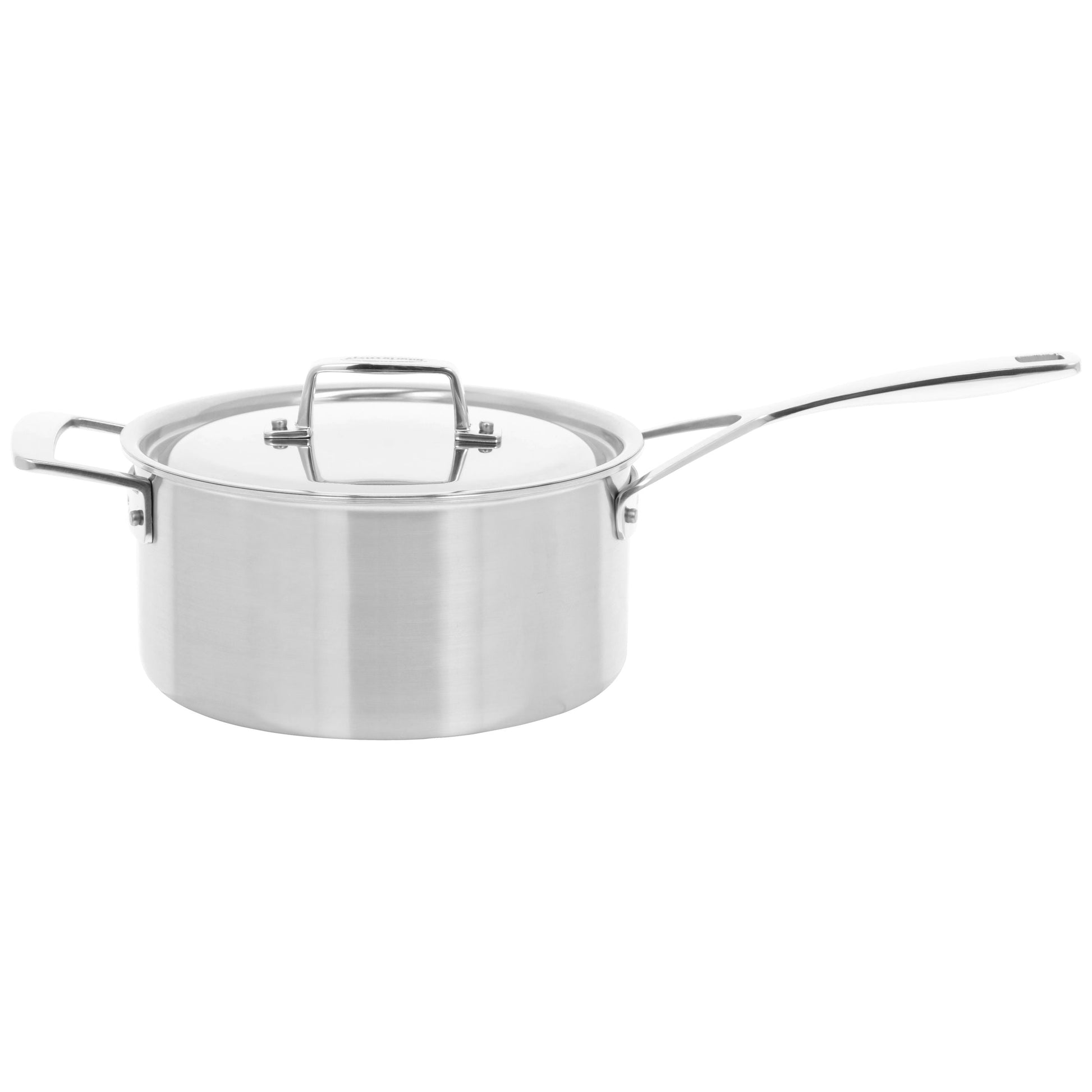 DEMEYERE Essential 5 3.8 L 18/10 Stainless Steel Round Sauce Pan With Lid 4Qt, Silver-Frying Pan-DECOROLALA