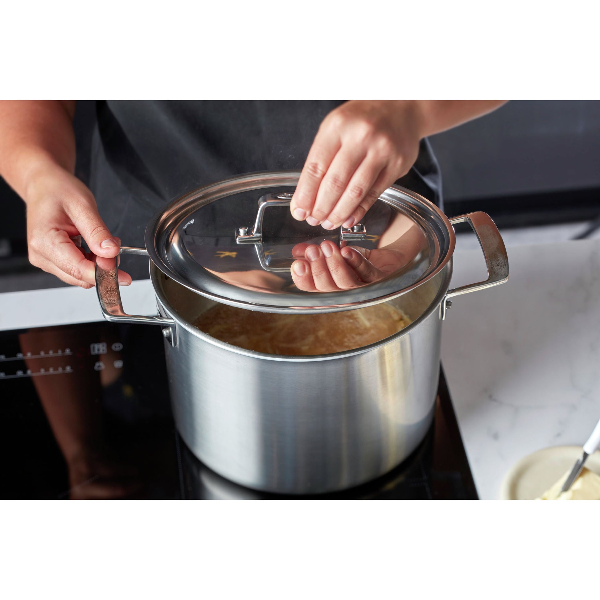 DEMEYERE Essential 5 7.5 L 18/10 Stainless Steel Stock Pot-Stock Pot-DECOROLALA