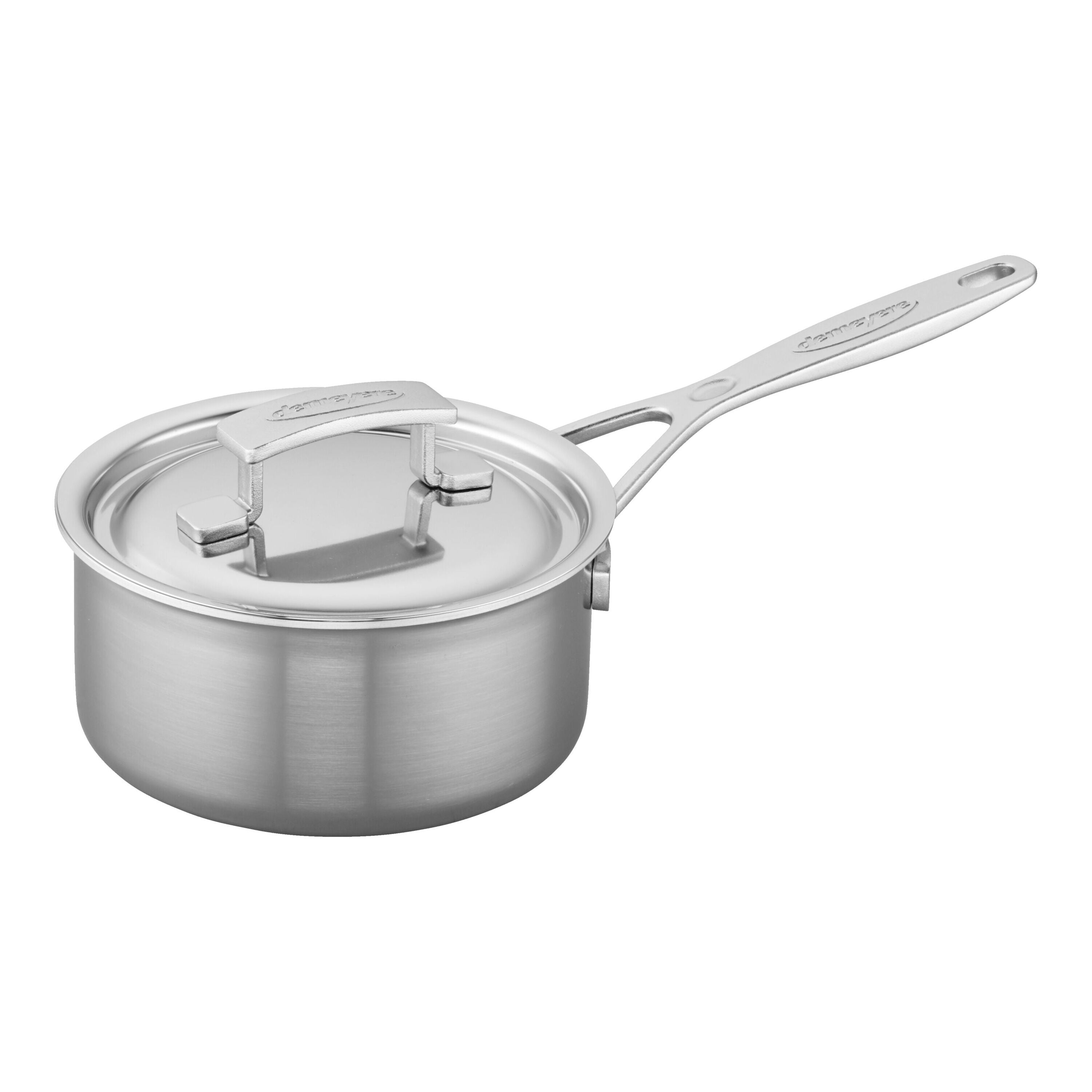 DEMEYERE Industry 5 1.5 L 18/10 Stainless Steel Round Sauce Pan With Lid, Silver-Saucepan-DECOROLALA