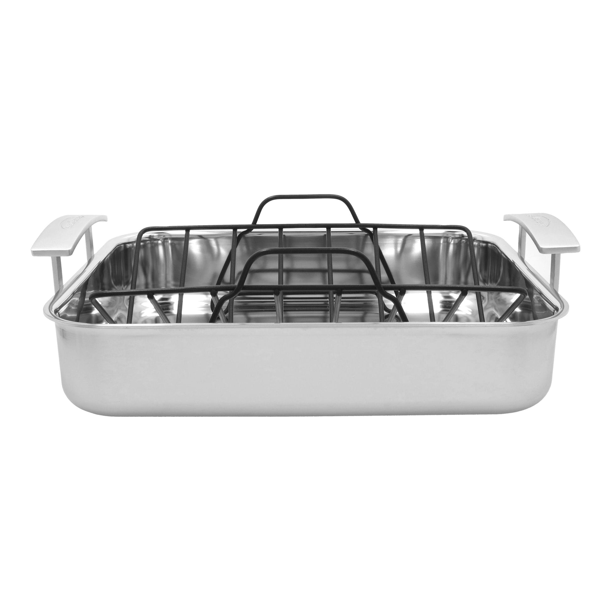 DEMEYERE Industry 5 39 X 33 cm 18/10 Stainless Steel Rectangular Roaster + Grid, Silver-Bakeware-DECOROLALA