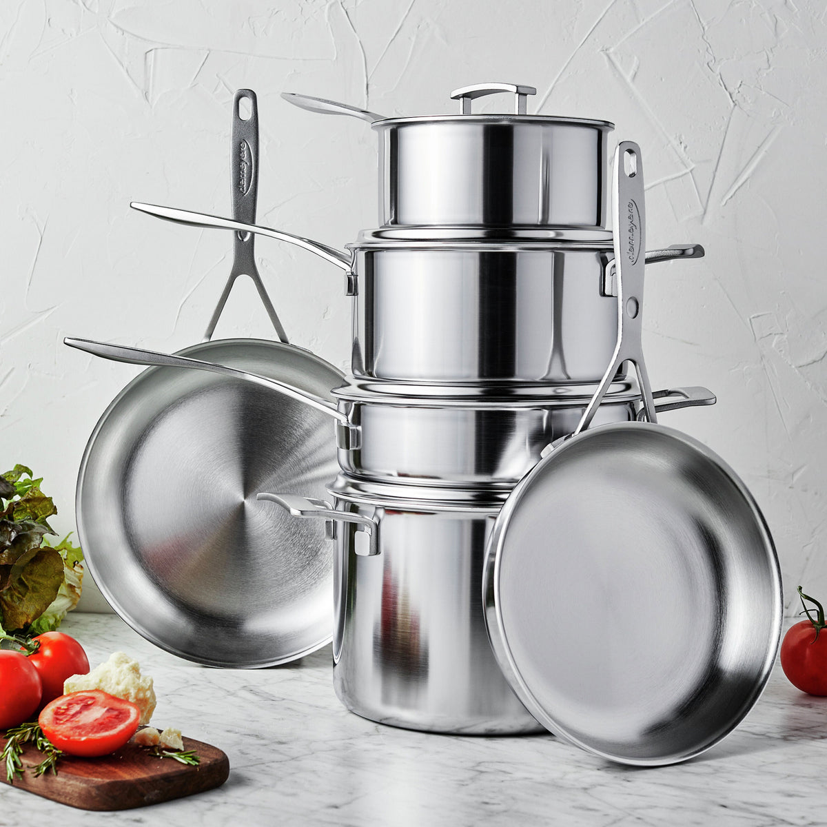 DEMEYERE Industry 5-Ply 10-Pc Stainless Steel Cookware Set-Cookware Sets-DECOROLALA
