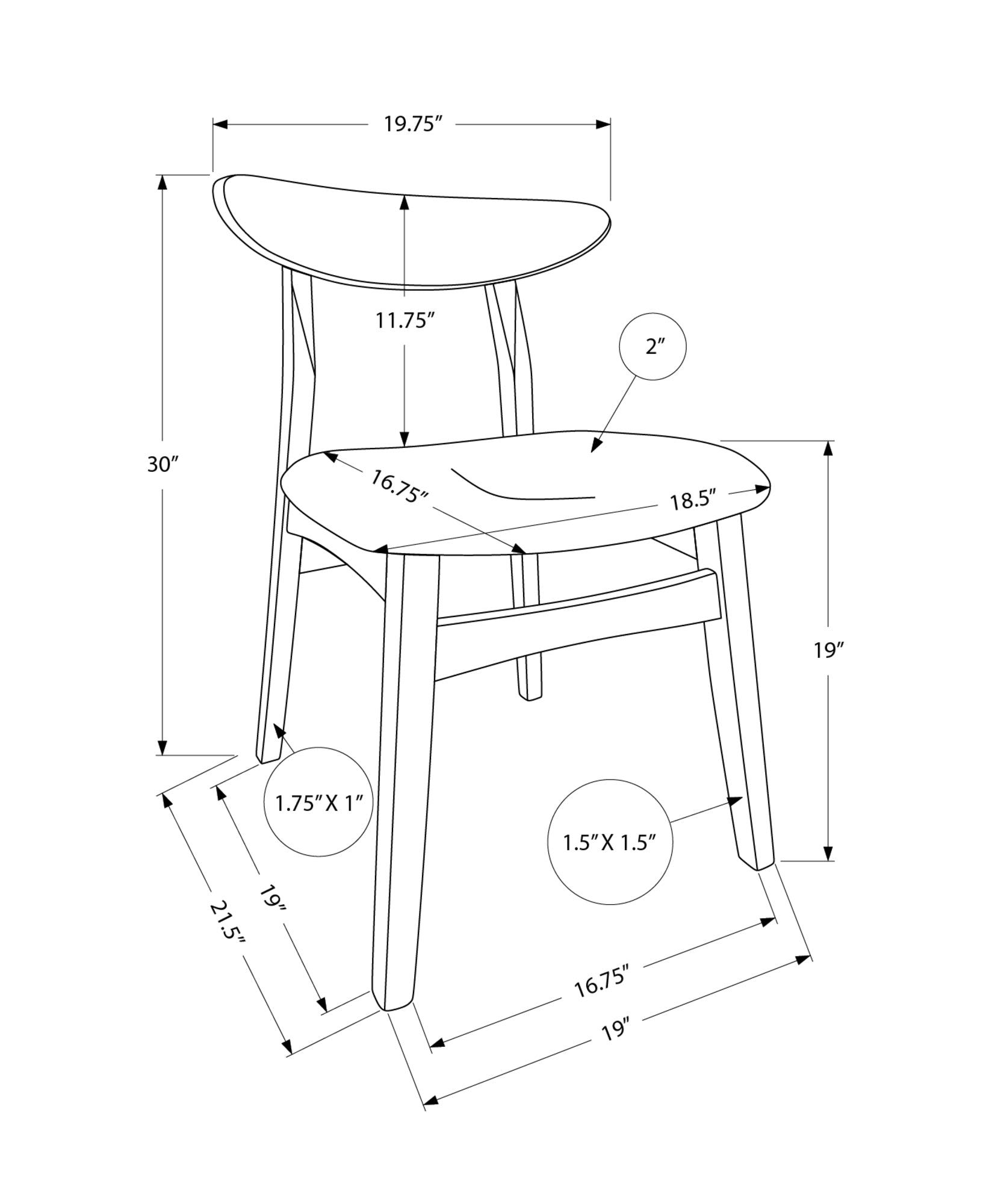 DINING CHAIR - 2PCS / 32"H BROWN WALNUT / BEIGE FABRIC-Dining Chair-DECOROLALA